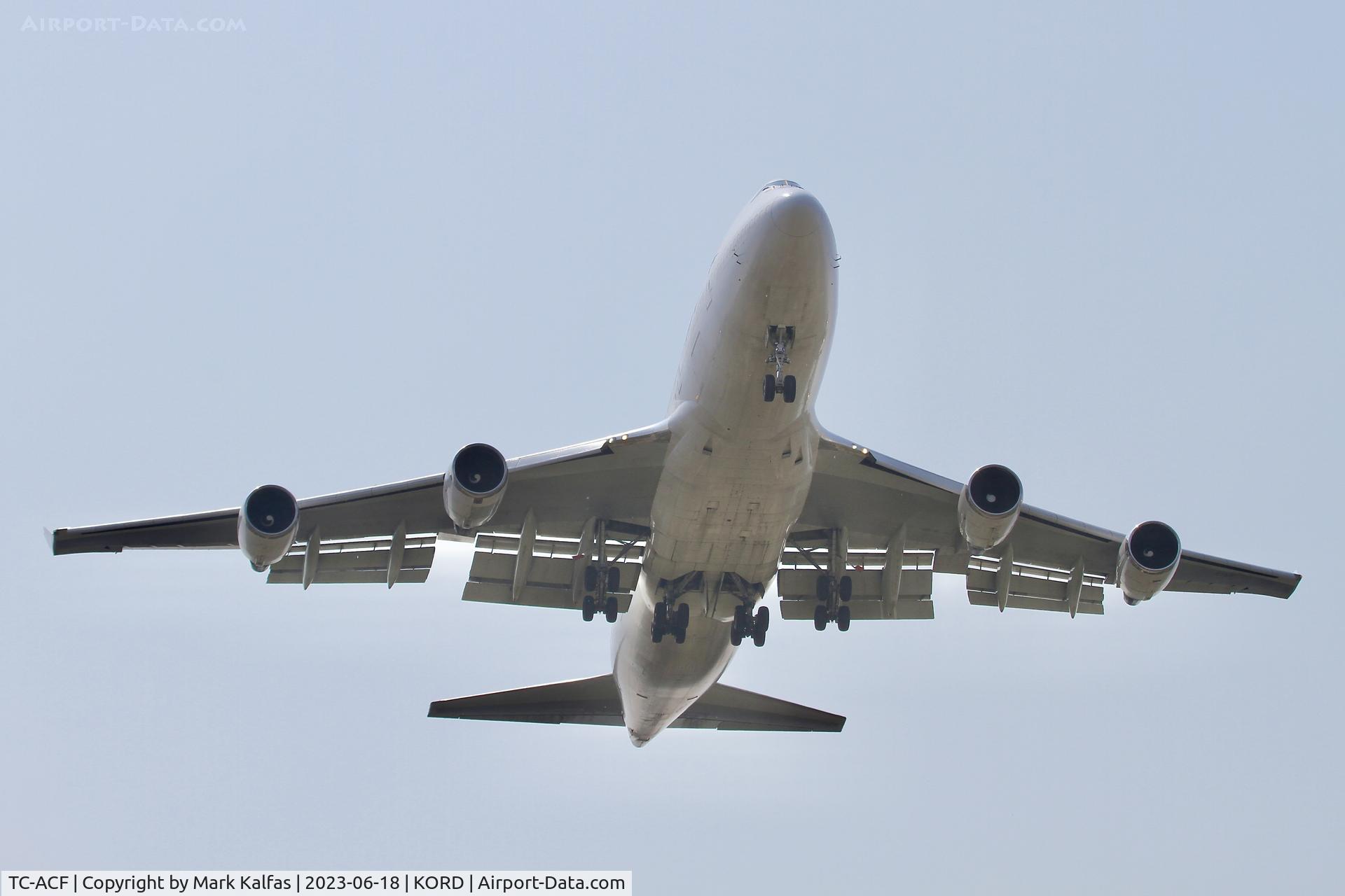TC-ACF, 1993 Boeing 747-481 C/N 25645, Turkish Airlines B744 TC-ACF operating as THY6551 from IST to ORD, on approach to 10L O'Hare