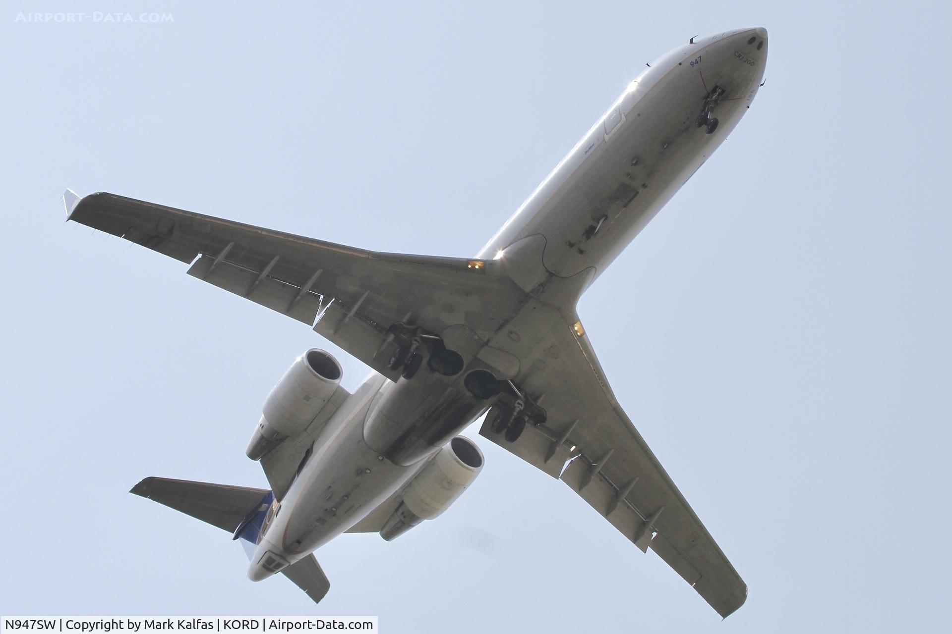 N947SW, 2003 Bombardier CRJ-200LR (CL-600-2B19) C/N 7786, SkyWest/United Express CRJ2 N947SW operating as SKW5704 from MLI to ORD, on approach to 10L KORD