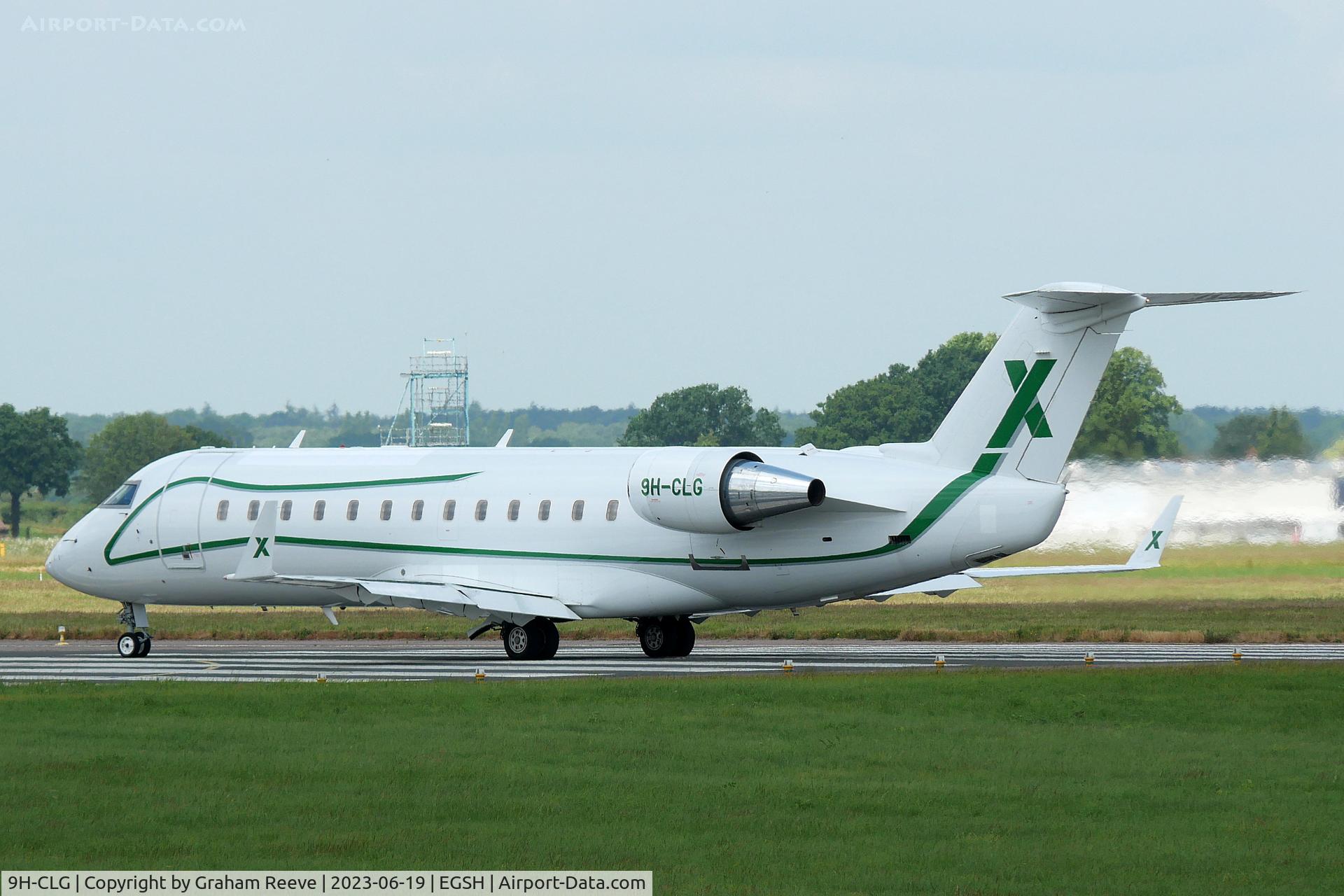 9H-CLG, 2006 Bombardier Challenger 850 (CL-600-2B19) C/N 8063, Departing from Norwich.