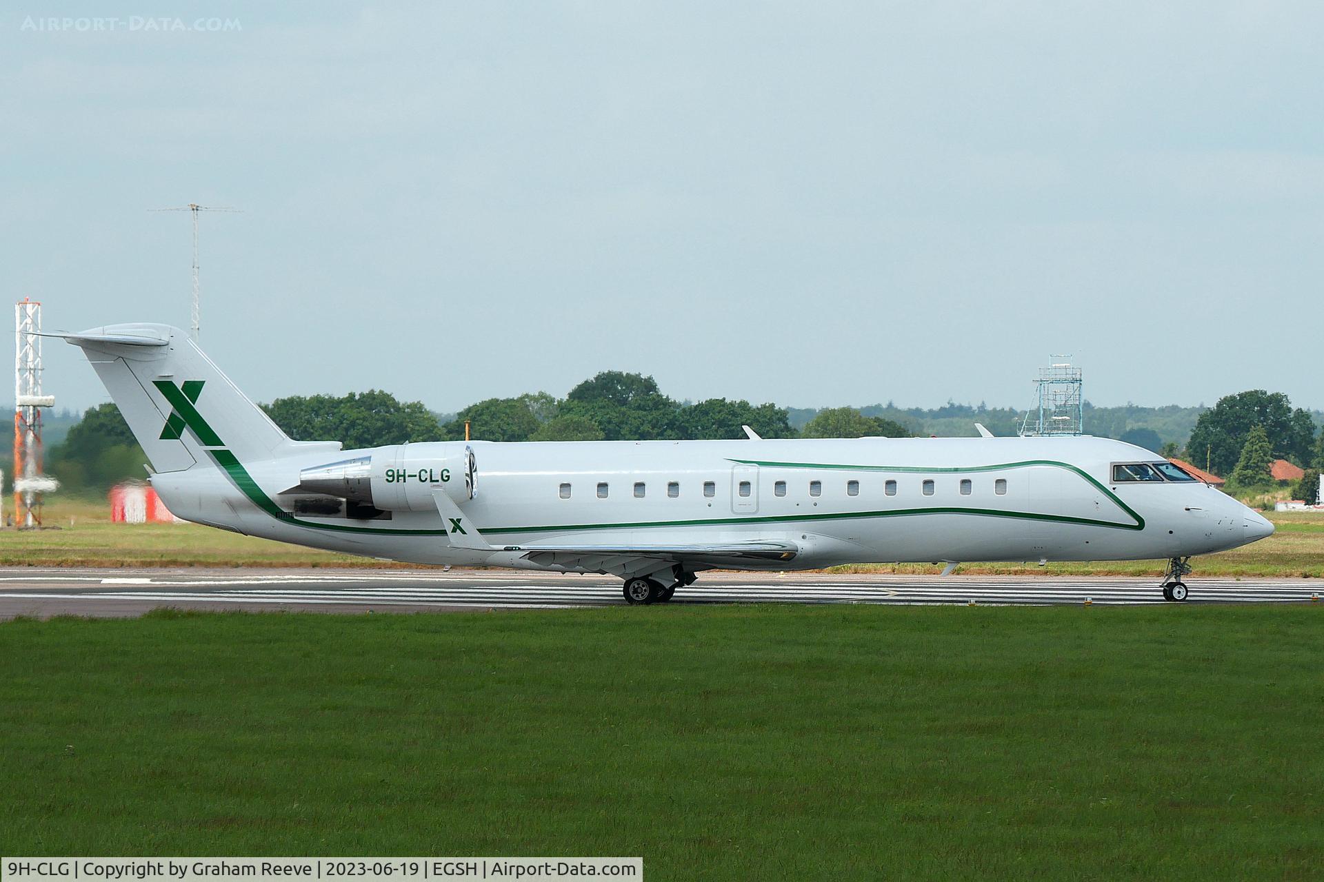 9H-CLG, 2006 Bombardier Challenger 850 (CL-600-2B19) C/N 8063, Departing from Norwich.