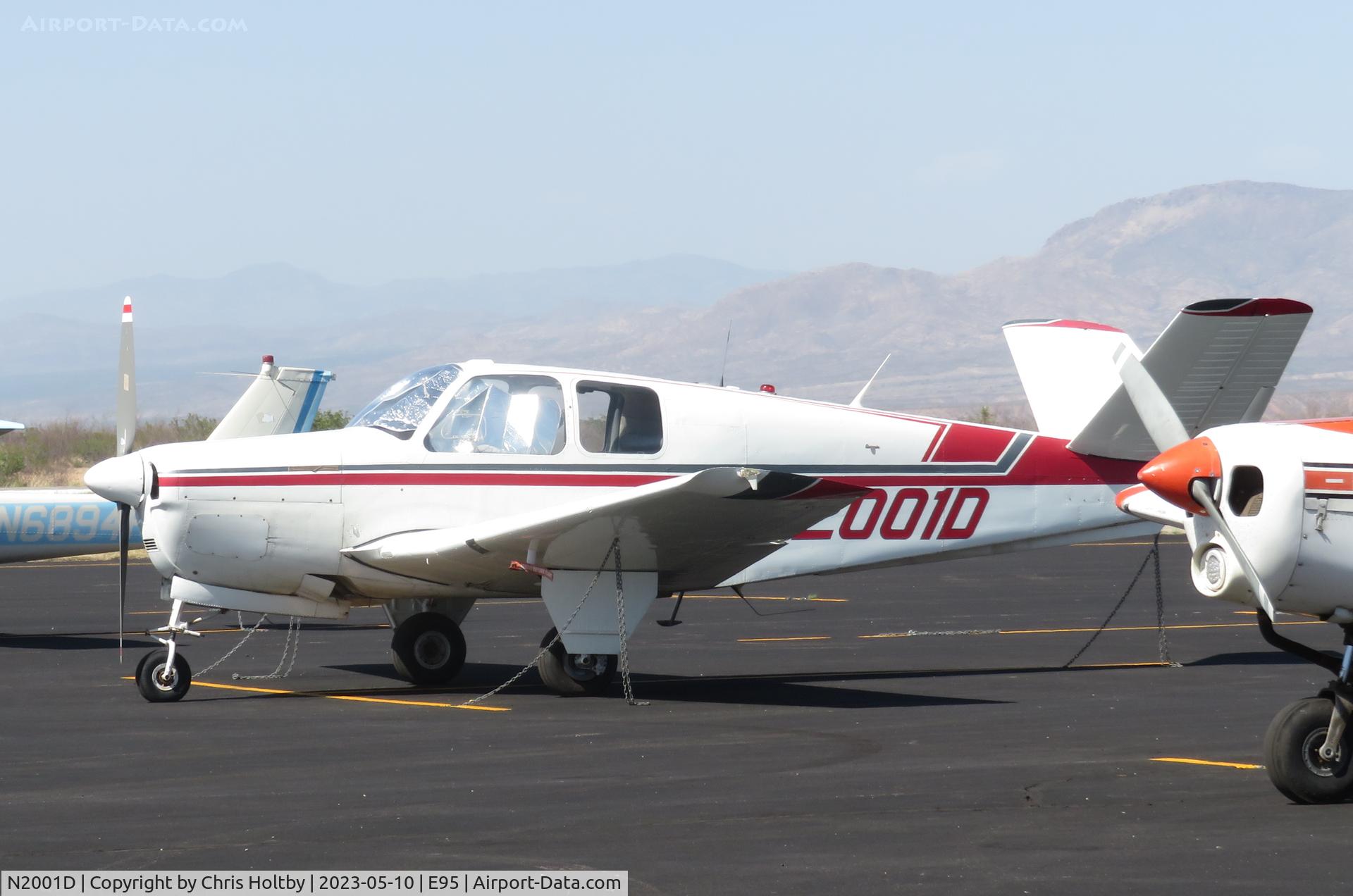 N2001D, 1952 Beech C35 Bonanza C/N D-3351, Parked at the Municipal Airport at Benson Arizona.