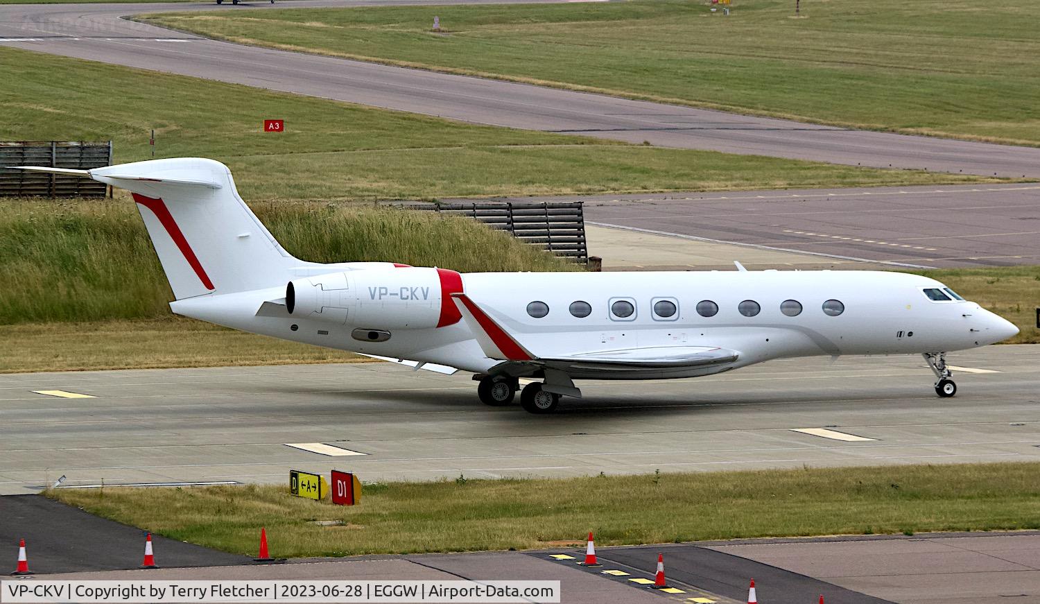 VP-CKV, 2016 Gulfstream G-VI (G650ER) C/N 6186, At Luton Airport