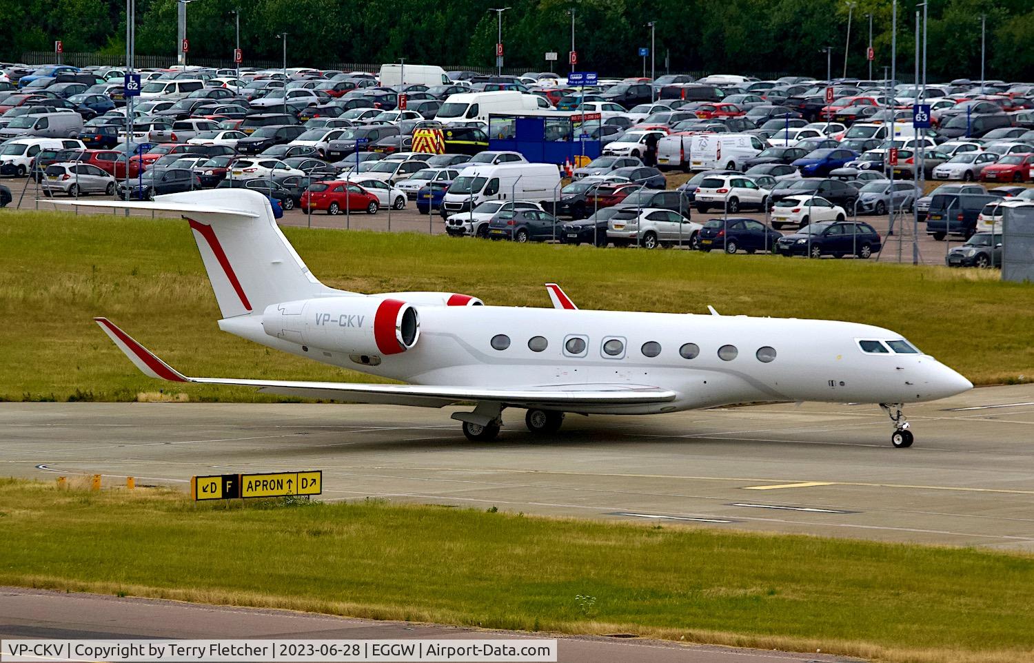 VP-CKV, 2016 Gulfstream G-VI (G650ER) C/N 6186, At Luton Airport