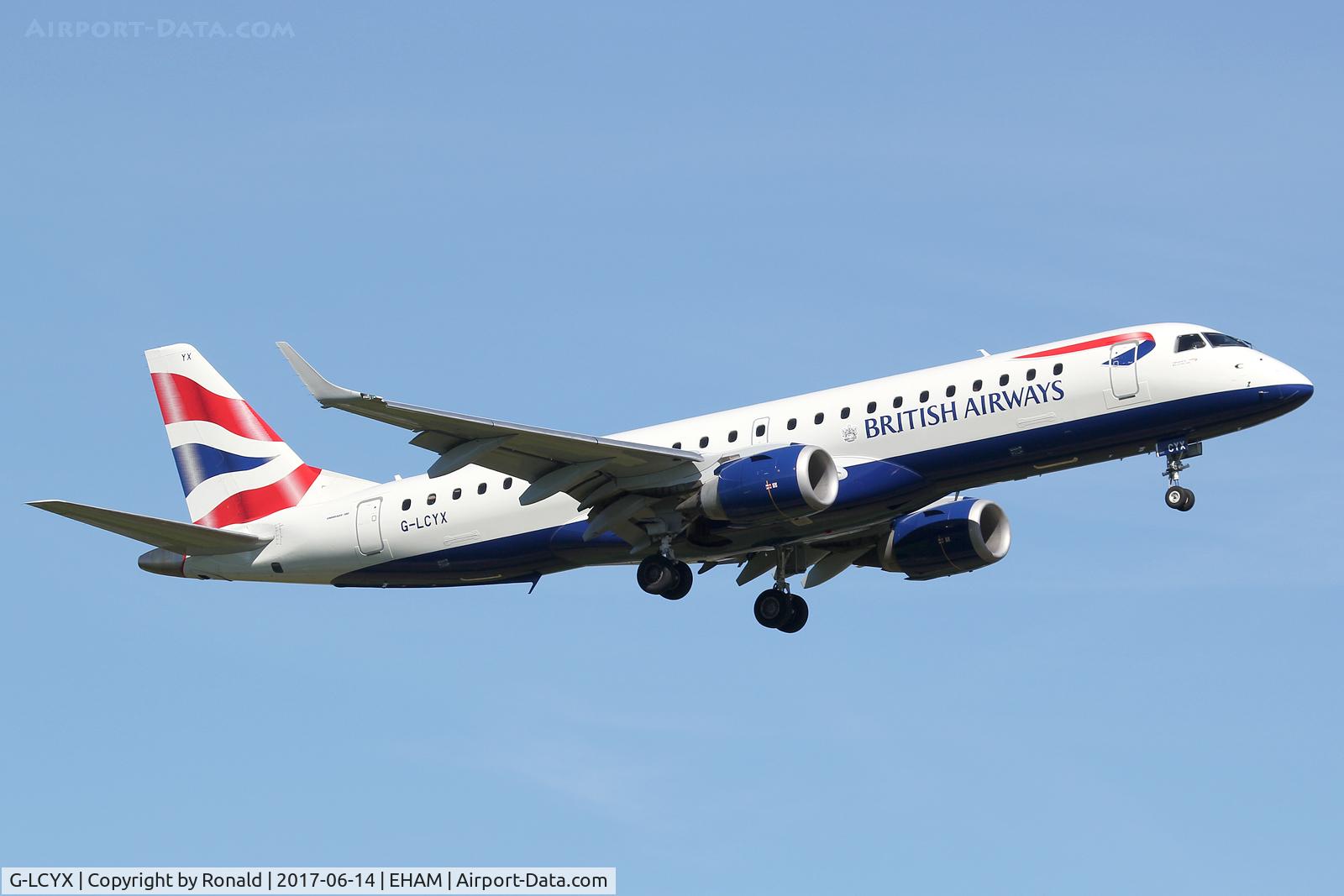 G-LCYX, 2008 Embraer 190LR (ERJ-190-100LR) C/N 19000178, at spl