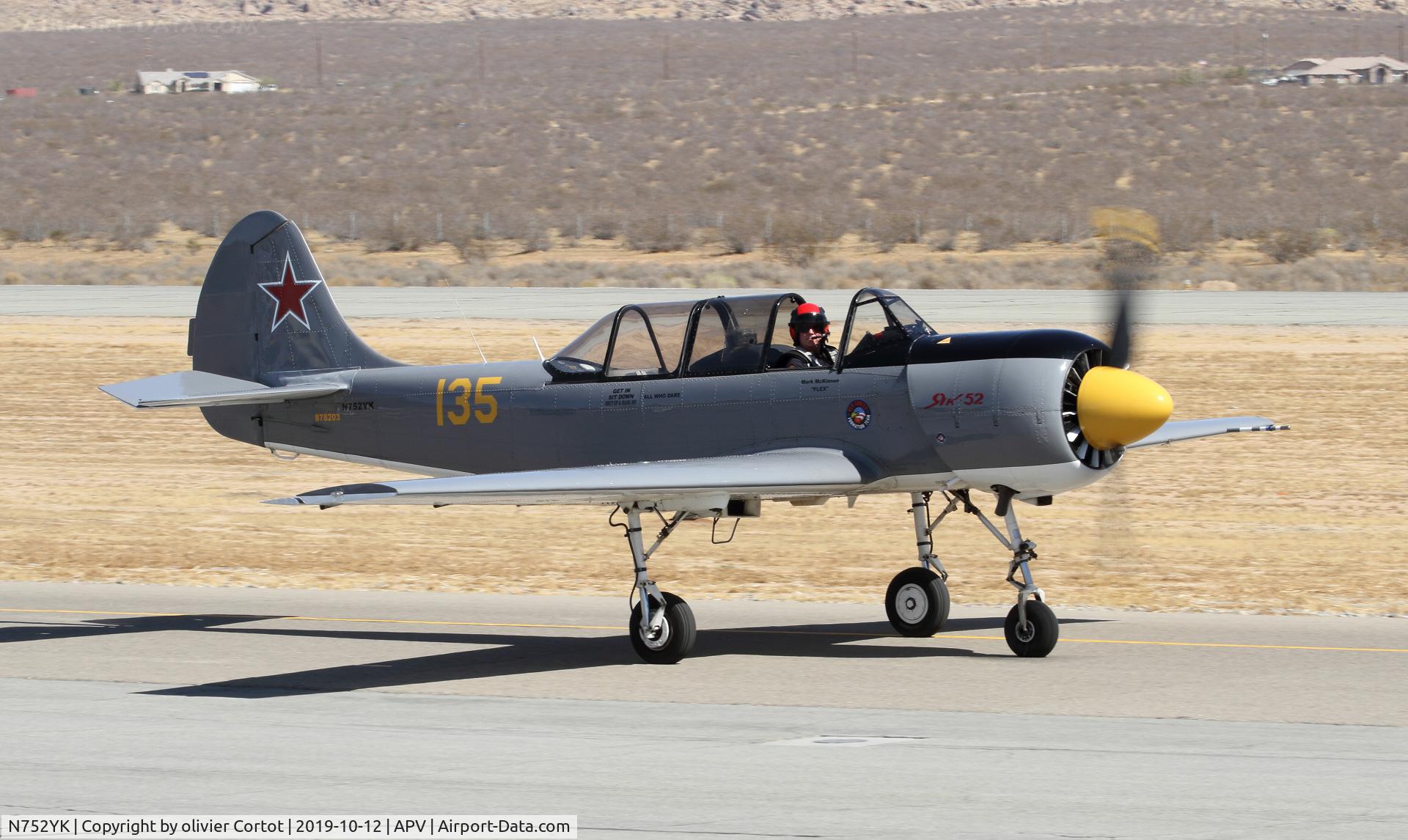 N752YK, 1987 Yakovlev Yak-52 C/N 878203, Apple valley airshow 2019