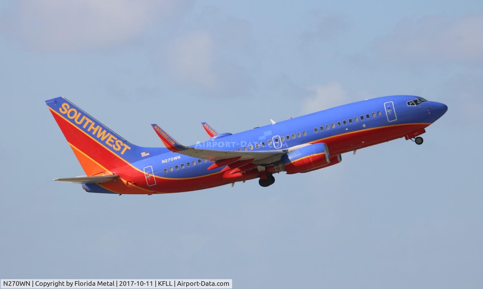 N270WN, 1998 Boeing 737-705 C/N 29089, SWA 737 canyon blue zx FLL 10L