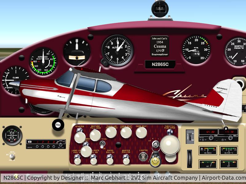 N2865C, 1954 Cessna 170B C/N 26408, X-Plane version of John and Cari's 1954 170B N2865C