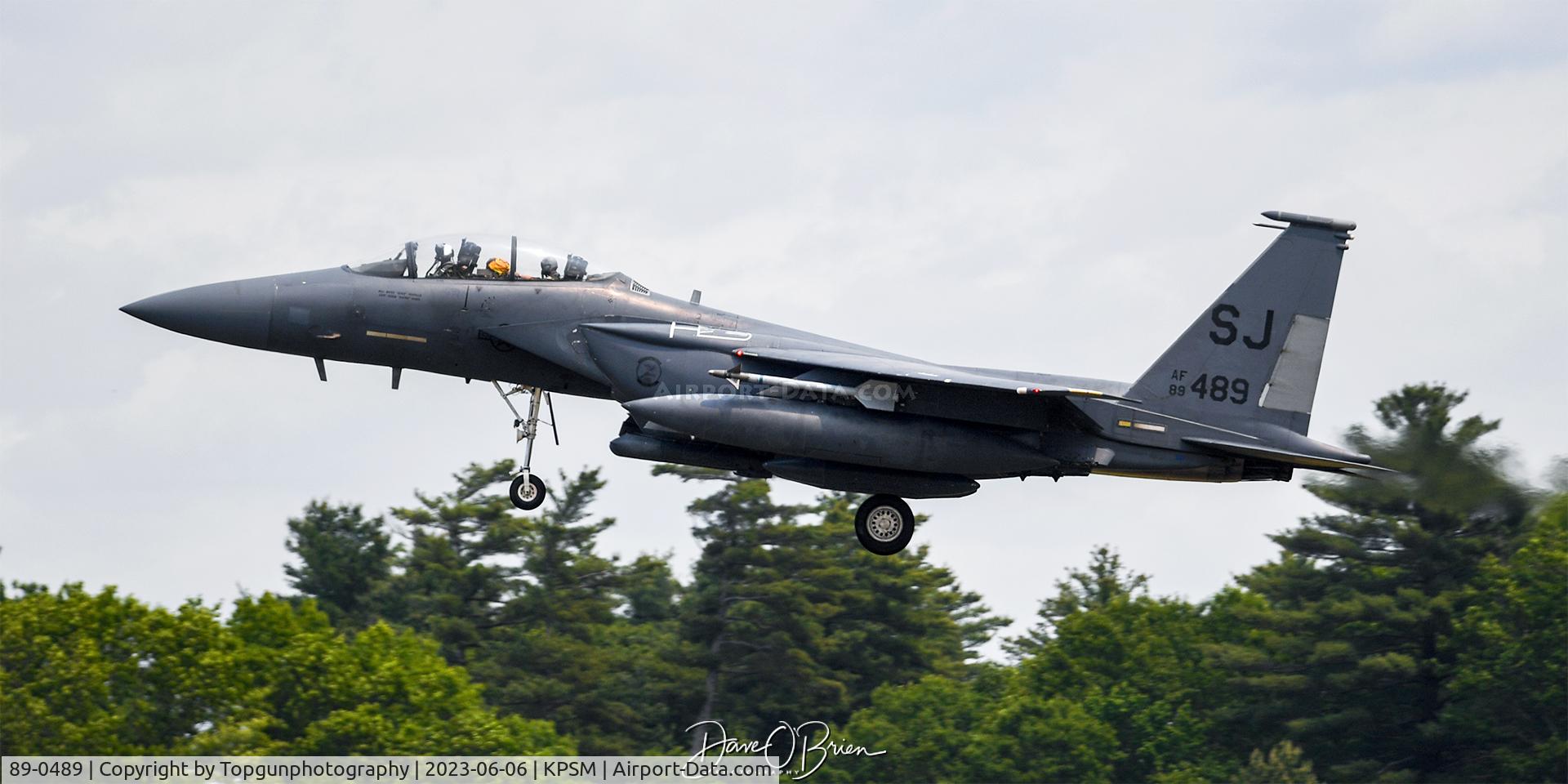 89-0489, 1990 McDonnell Douglas F-15E Strike Eagle C/N 1136/E111, SIEGE15 leading the way for the 334th FS working out of Pease for 2 weeks.