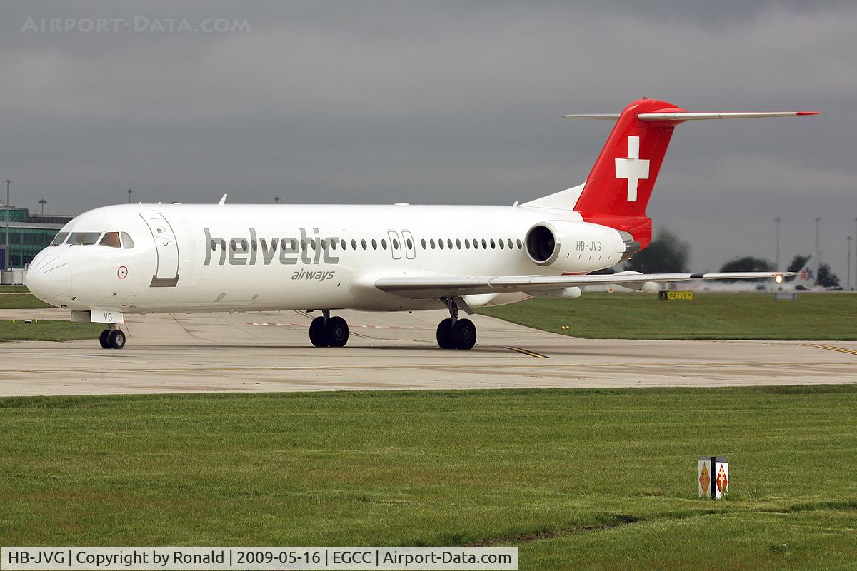 HB-JVG, 1993 Fokker 100 (F-28-0100) C/N 11478, at man
