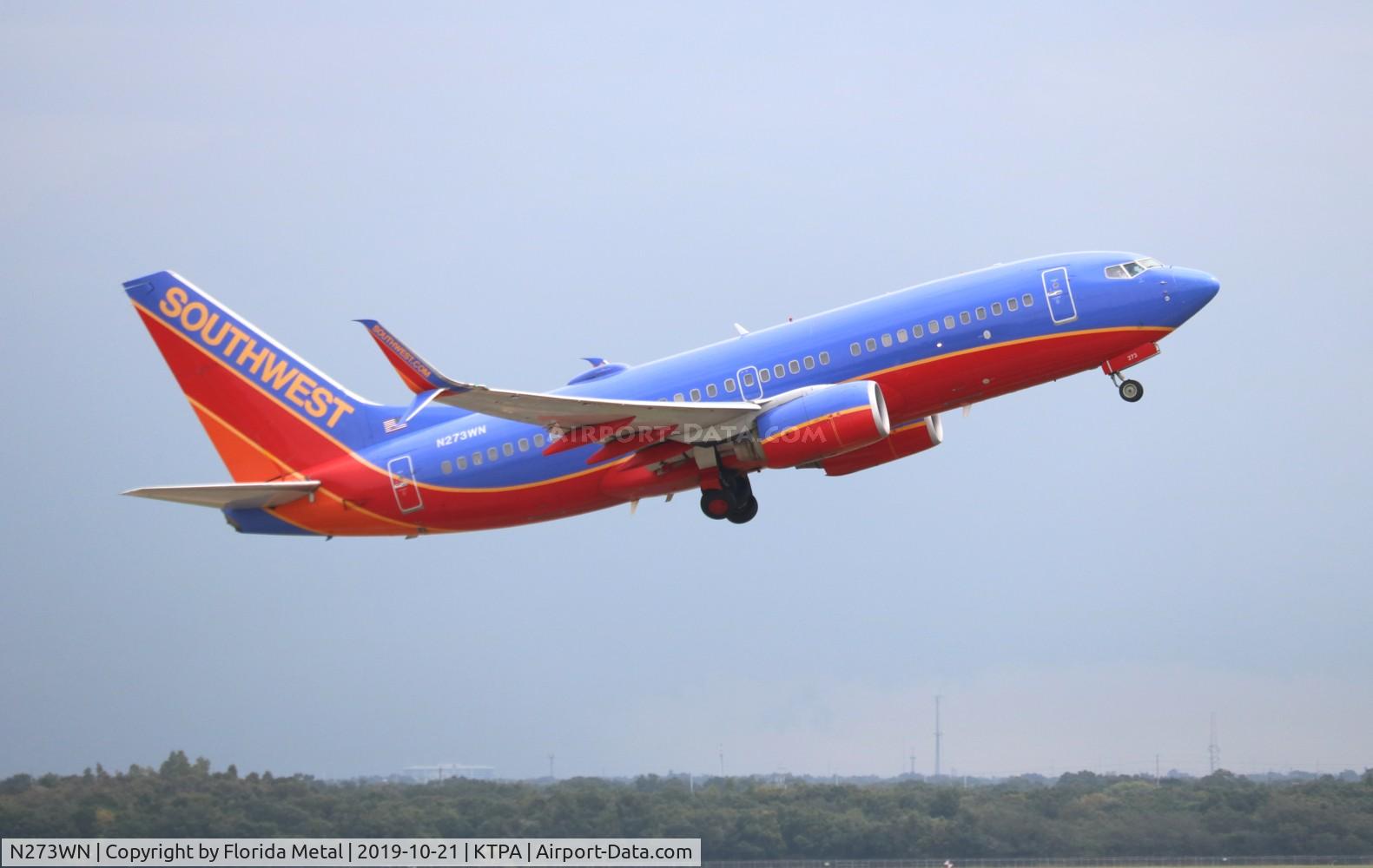 N273WN, 2007 Boeing 737-7H4 C/N 32528, SWA 737 canyon blue zx TPA