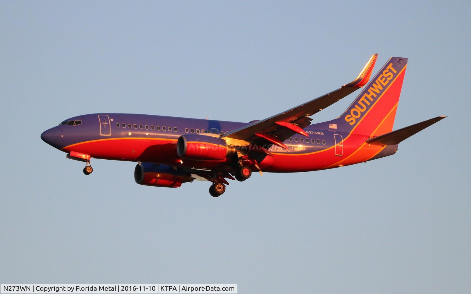 N273WN, 2007 Boeing 737-7H4 C/N 32528, SWA 737 canyon blue zx TPA