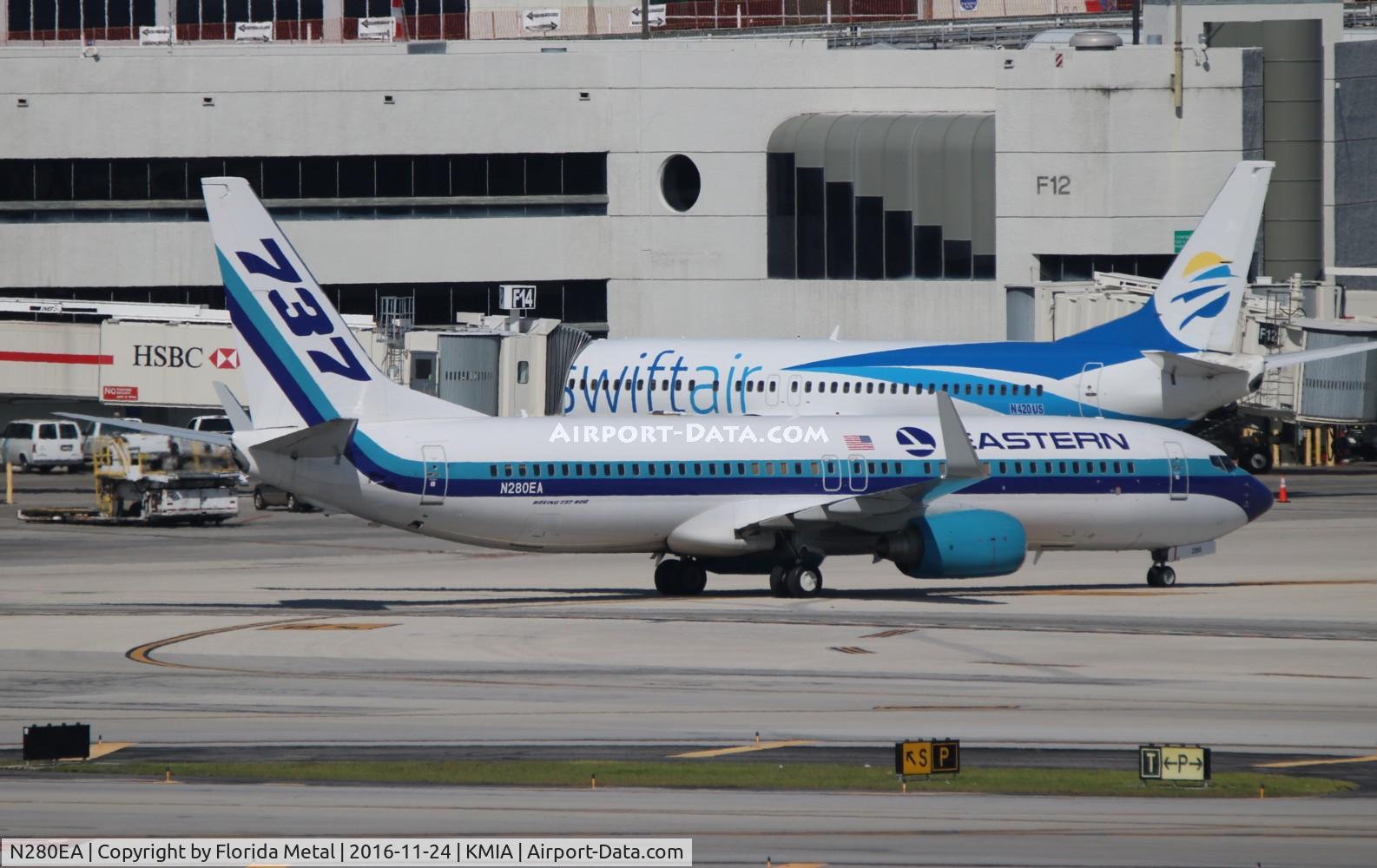 N280EA, 2007 Boeing 737-85P C/N 33982, EAL 738 zx MIA