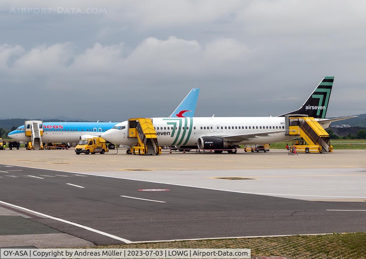 OY-ASA, 1990 Boeing 737-405 C/N 24644, Two generations of 737 in one pic.
