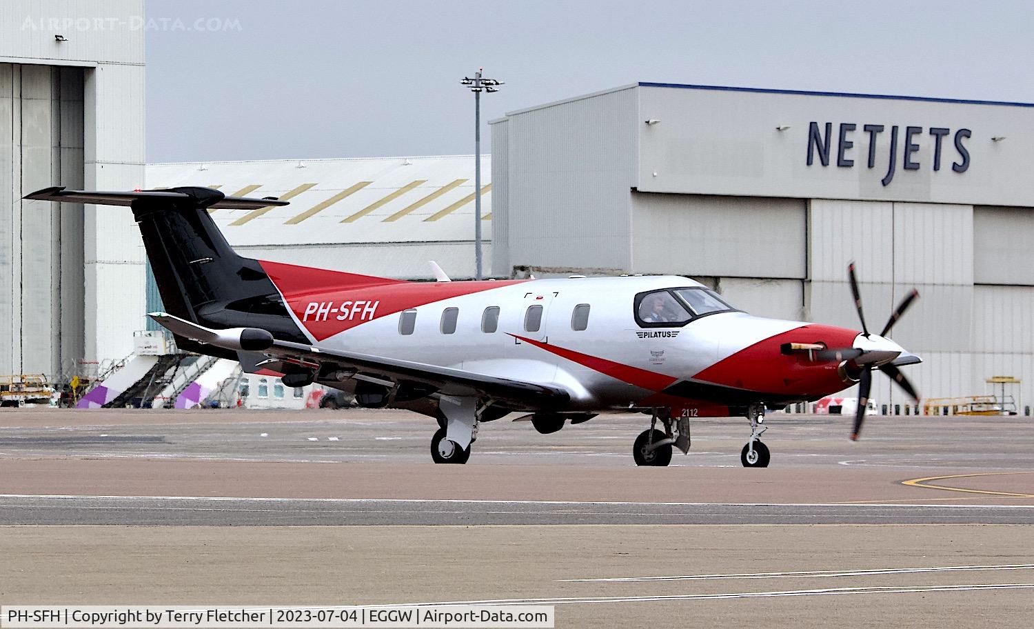 PH-SFH, 2021 Pilatus PC-12/47E NGX C/N 2112, At Luton Airport on 4 July 2023