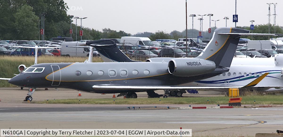 N610GA, 2019 Gulfstream Aerospace GVII-G600 C/N 73010, At Luton Airport