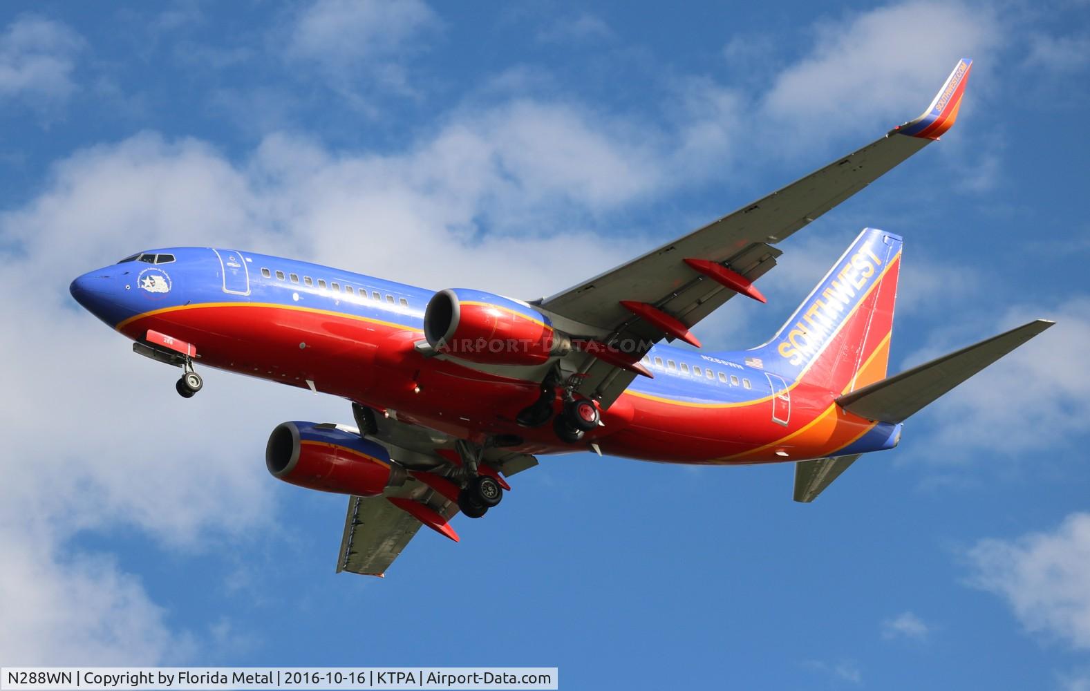 N288WN, 2007 Boeing 737-7H4 C/N 36611, SWA 737 canyon blue zx BNA-TPA