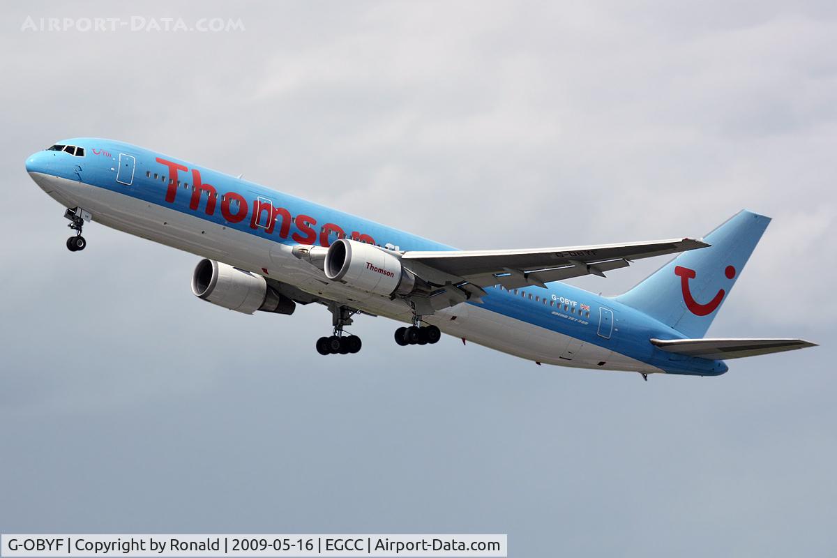 G-OBYF, 1998 Boeing 767-304 C/N 28208, at man