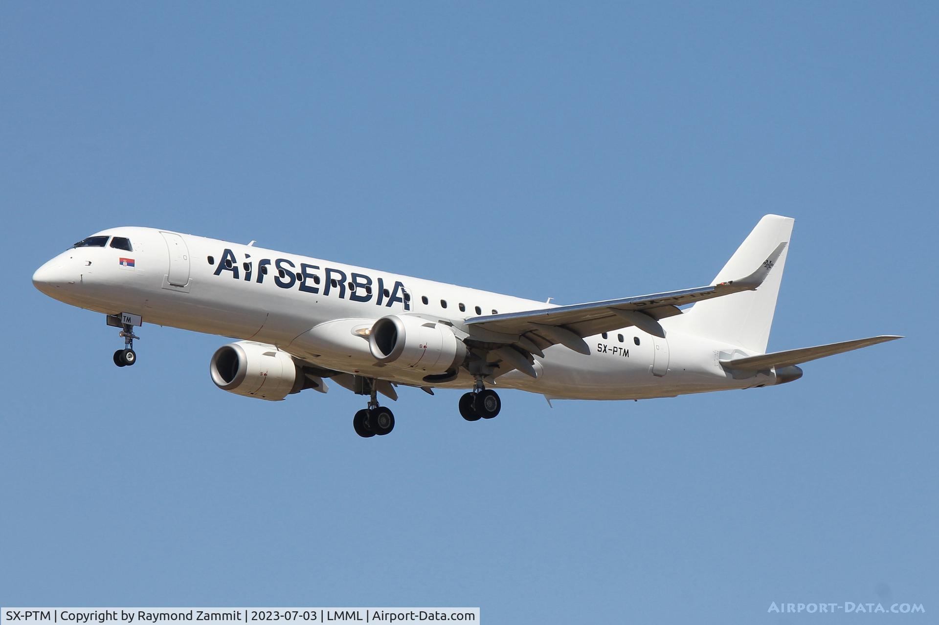 SX-PTM, 2008 Embraer 190SR (ERJ-190-100SR) C/N 19000163, Embraer E190SR SX-PTM Air Serbia