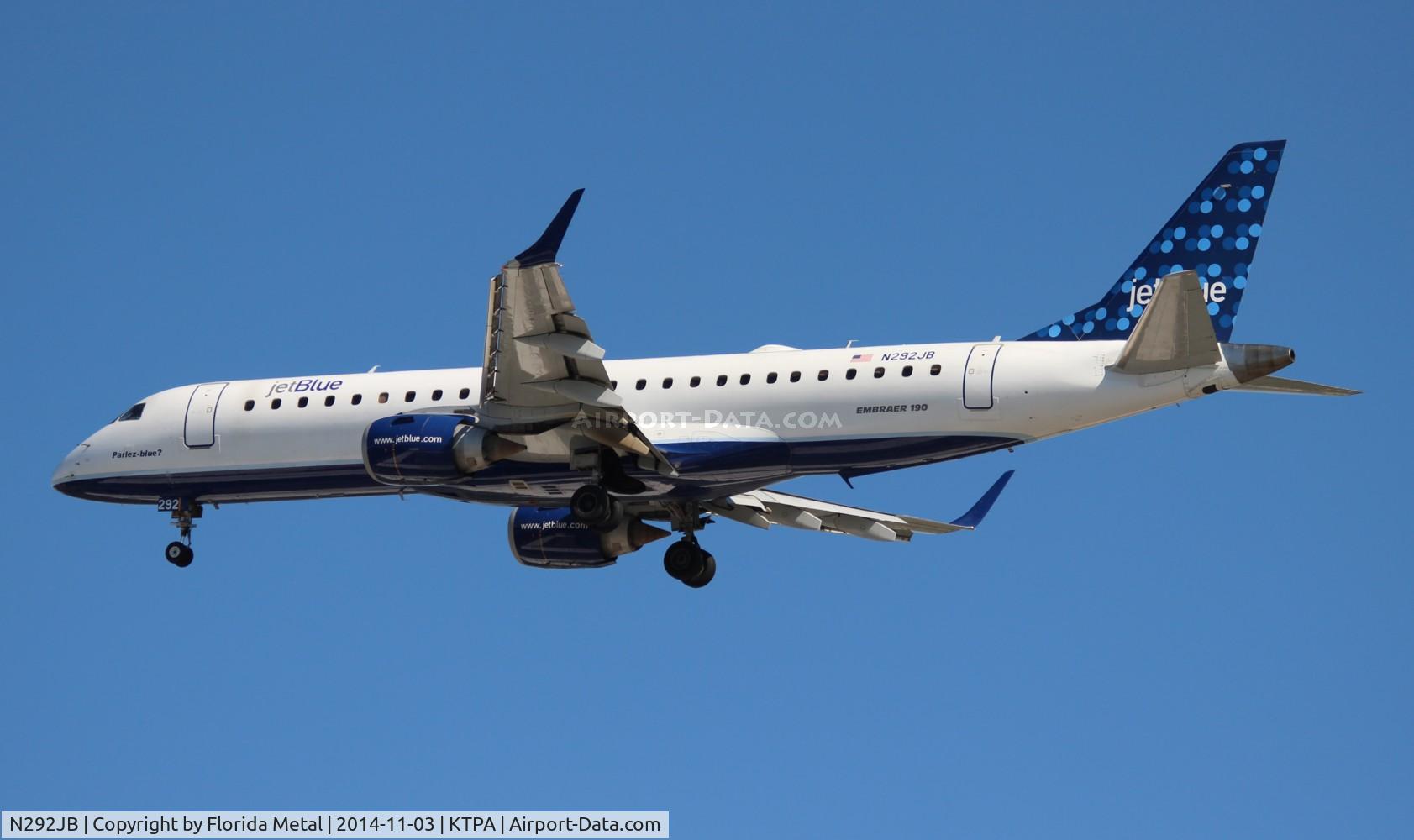 N292JB, 2008 Embraer ERJ-190-100 IGW 190AR C/N 19000179, JBU E190 zx TPA 1L