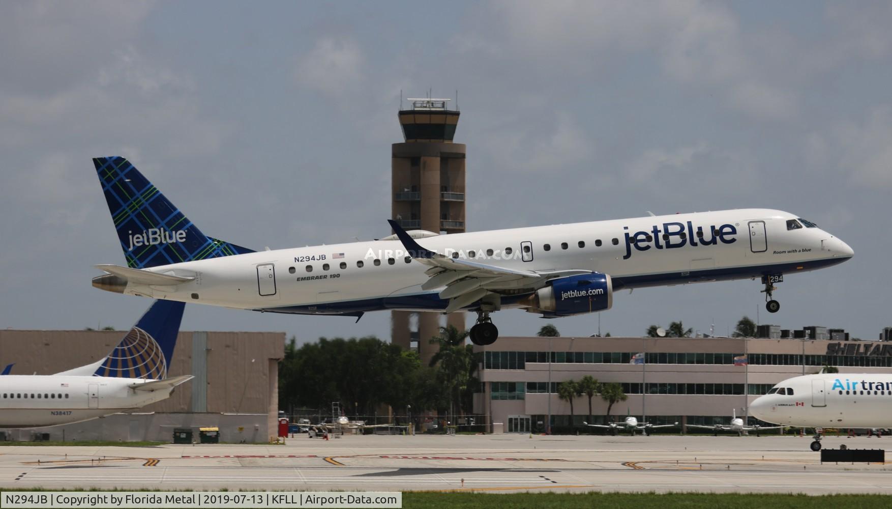 N294JB, 2008 Embraer ERJ-190-100 IGW 190AR C/N 19000185, JBU E190 zx FLL 10R