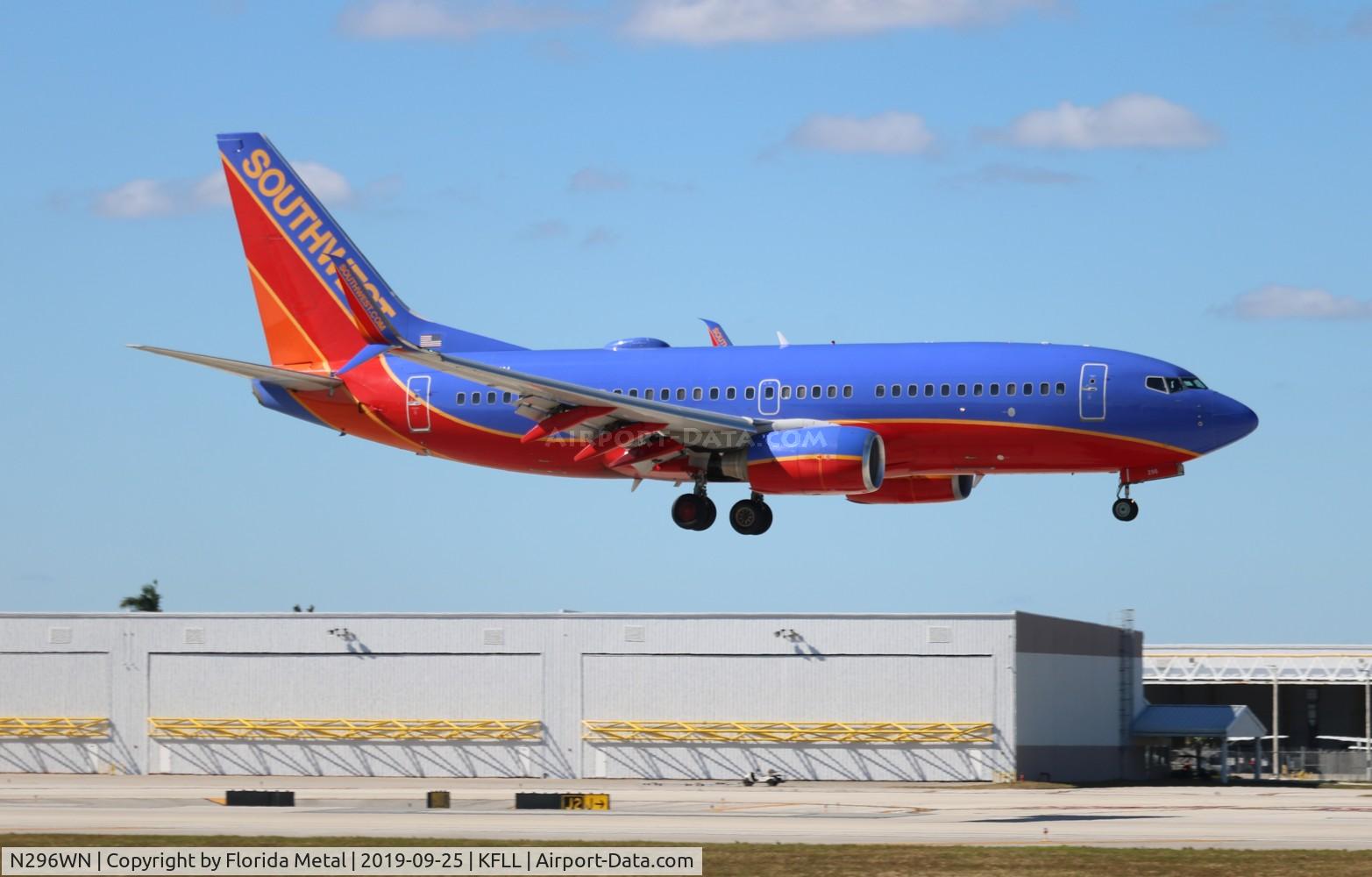 N296WN, 2007 Boeing 737-7H4 C/N 36613, SWA 737 canyon blue zx FLL 10R