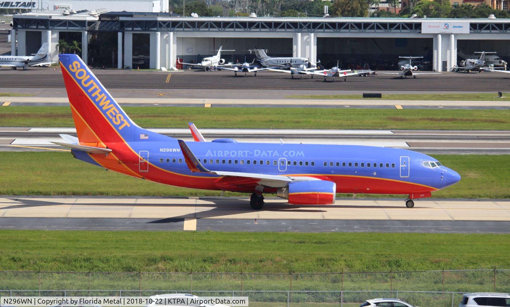 N296WN, 2007 Boeing 737-7H4 C/N 36613, SWA 737 canyon blue zx TPA 19L