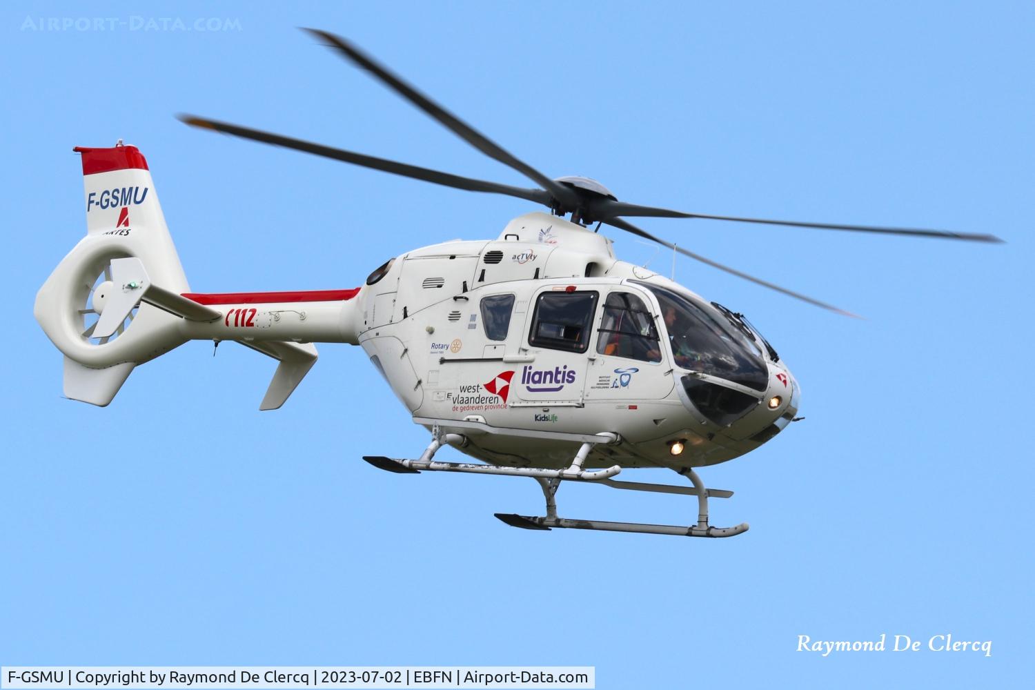 F-GSMU, 1998 Eurocopter EC-135 T1 C/N 0043, At Koksijde during BOACK and Rotor World 2023.