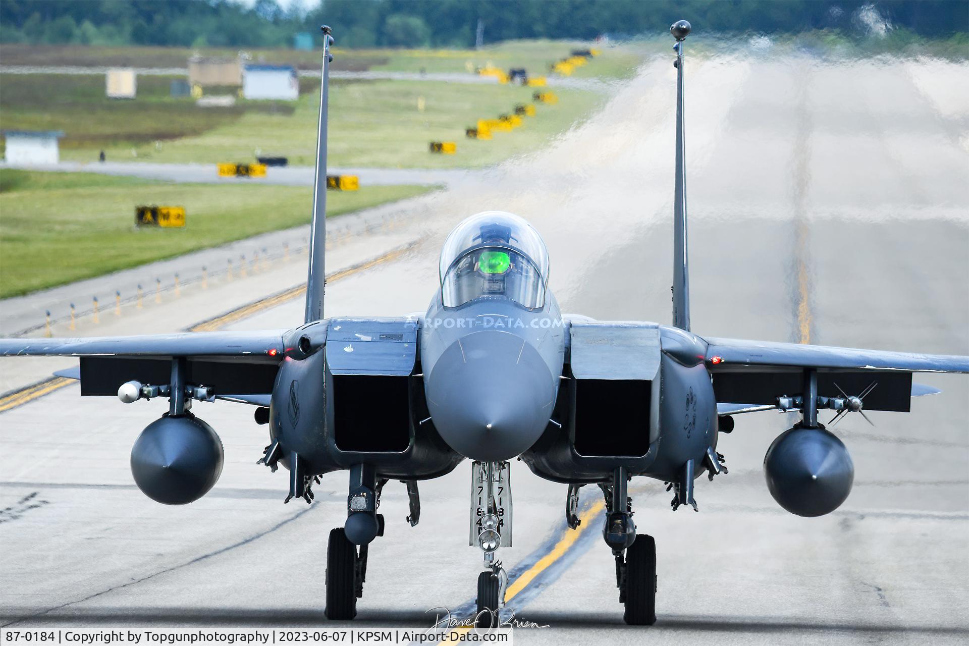 87-0184, 1987 McDonnell Douglas F-15E Strike Eagle C/N 1049/E024, RED11 heading out for the morning launch