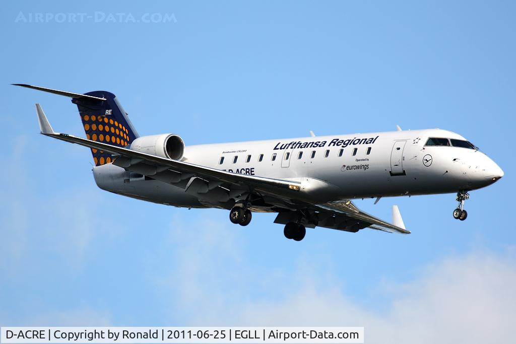 D-ACRE, 2002 Bombardier CRJ-200ER (CL-600-2B19) C/N 7607, at lhr