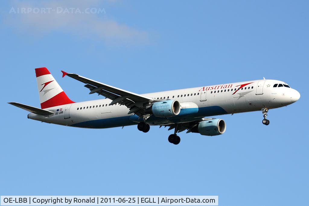 OE-LBB, 1995 Airbus A321-111 C/N 570, at lhr