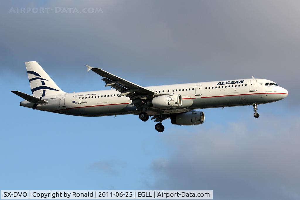 SX-DVO, 2008 Airbus A321-231 C/N 3462, at lhr