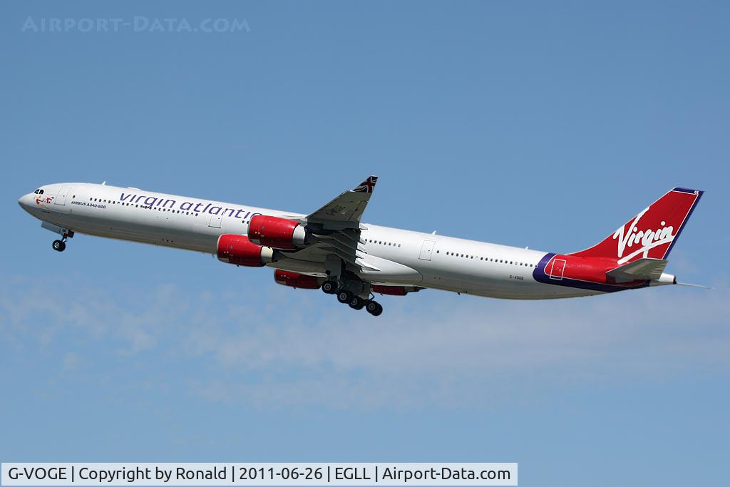 G-VOGE, 2001 Airbus A340-642 C/N 416, at lhr