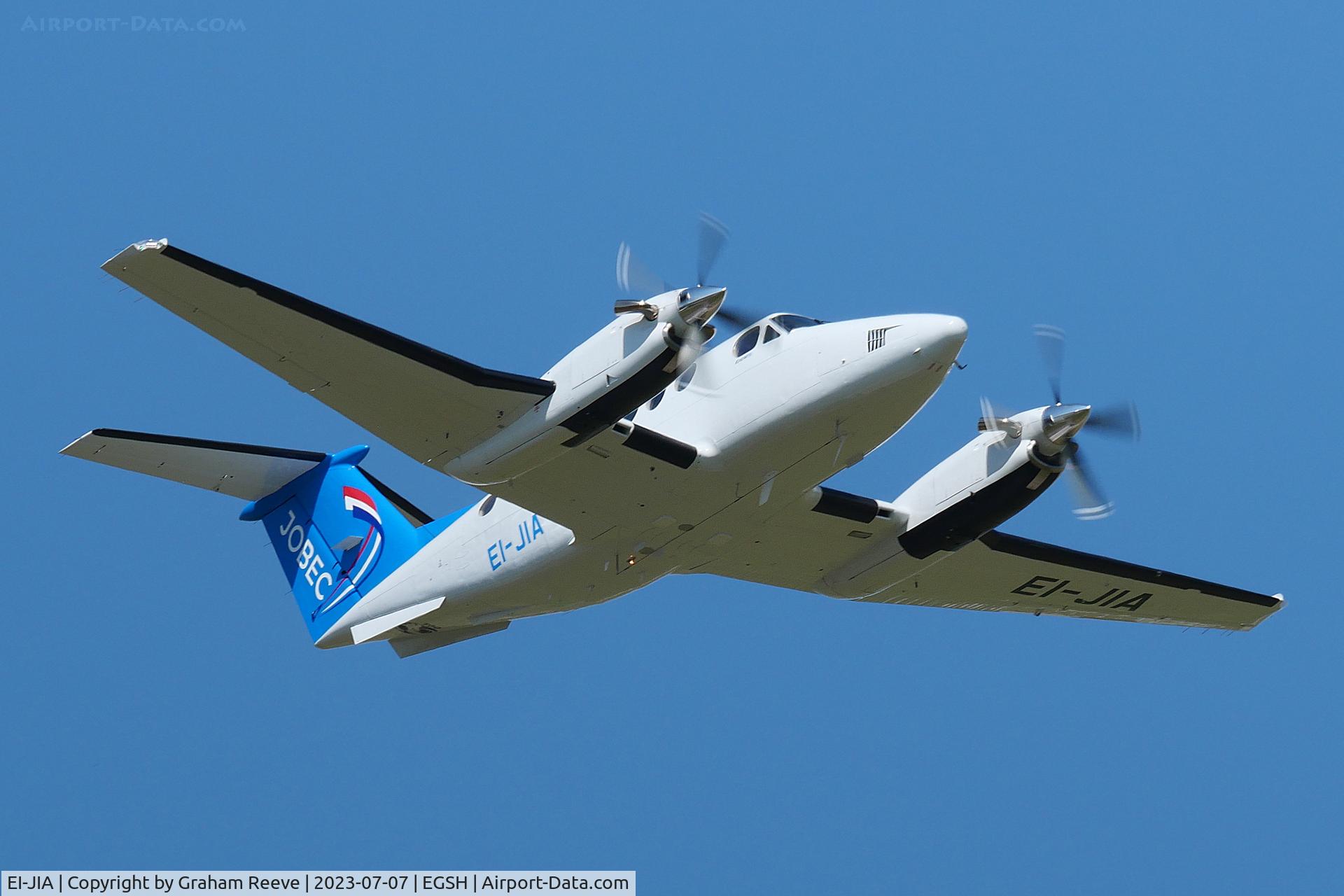 EI-JIA, 1979 Beech 200 Super King Air C/N BB-451, Departing from Norwich.