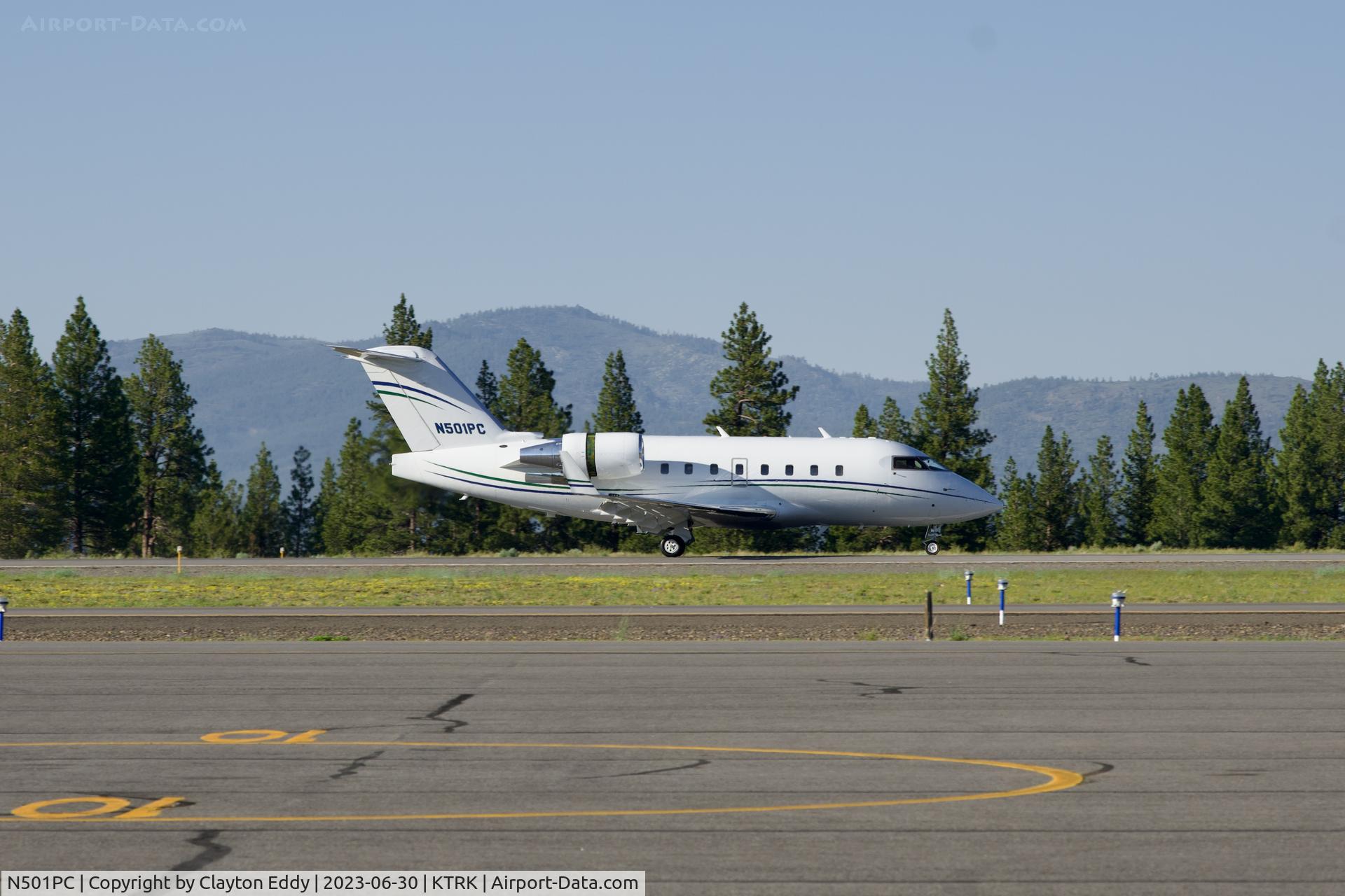 N501PC, 2002 Bombardier Challenger 604 (CL-600-2B16) C/N 5551, Truckee Tahoe airport in California 2023.