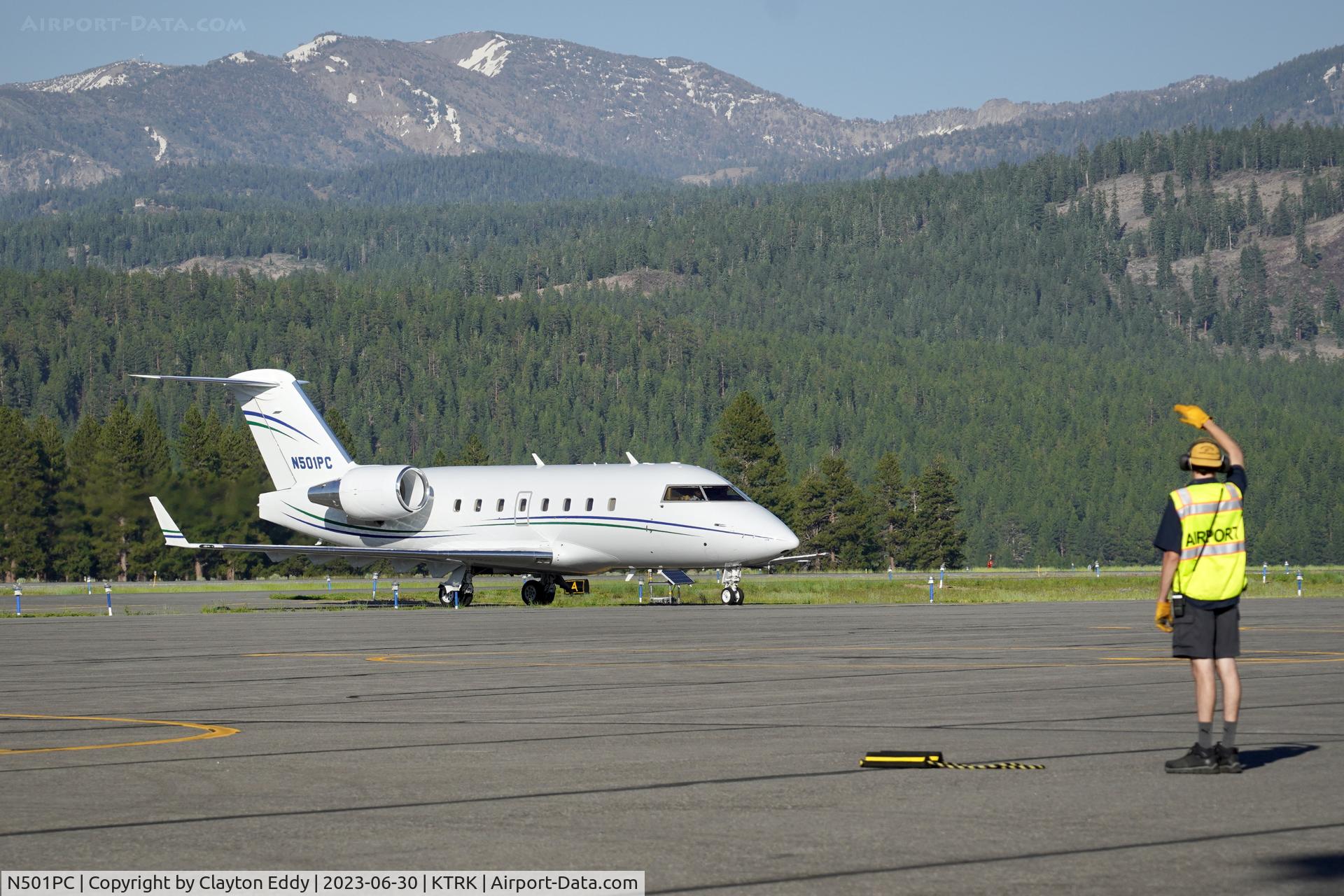 N501PC, 2002 Bombardier Challenger 604 (CL-600-2B16) C/N 5551, Truckee Tahoe airport in California 2023.