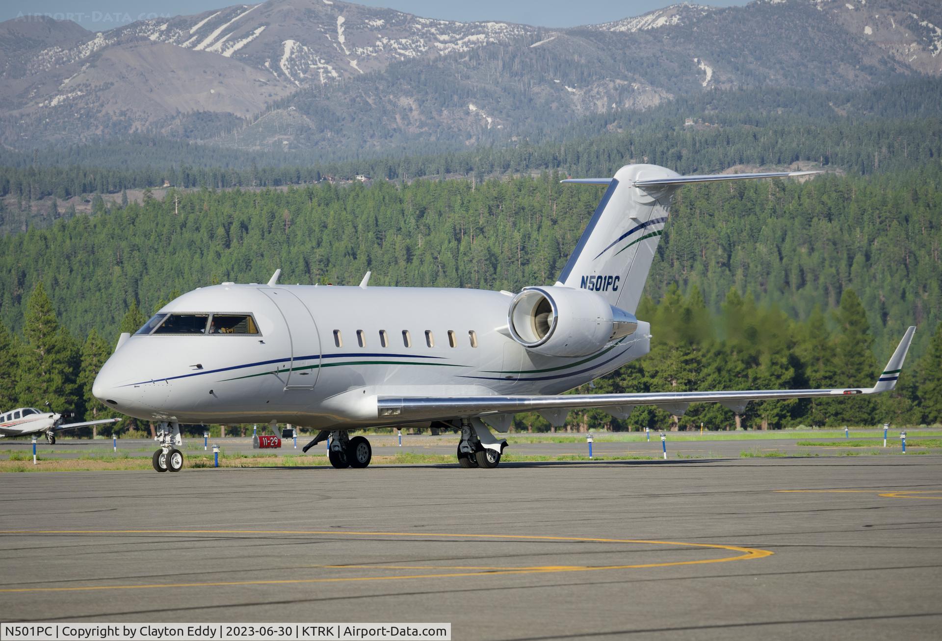 N501PC, 2002 Bombardier Challenger 604 (CL-600-2B16) C/N 5551, Truckee Tahoe airport in California 2023.