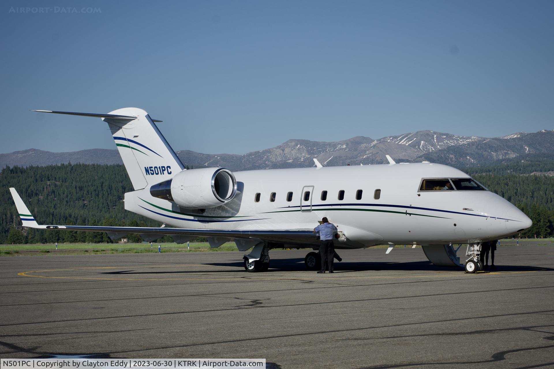 N501PC, 2002 Bombardier Challenger 604 (CL-600-2B16) C/N 5551, Truckee Tahoe airport in California 2023.