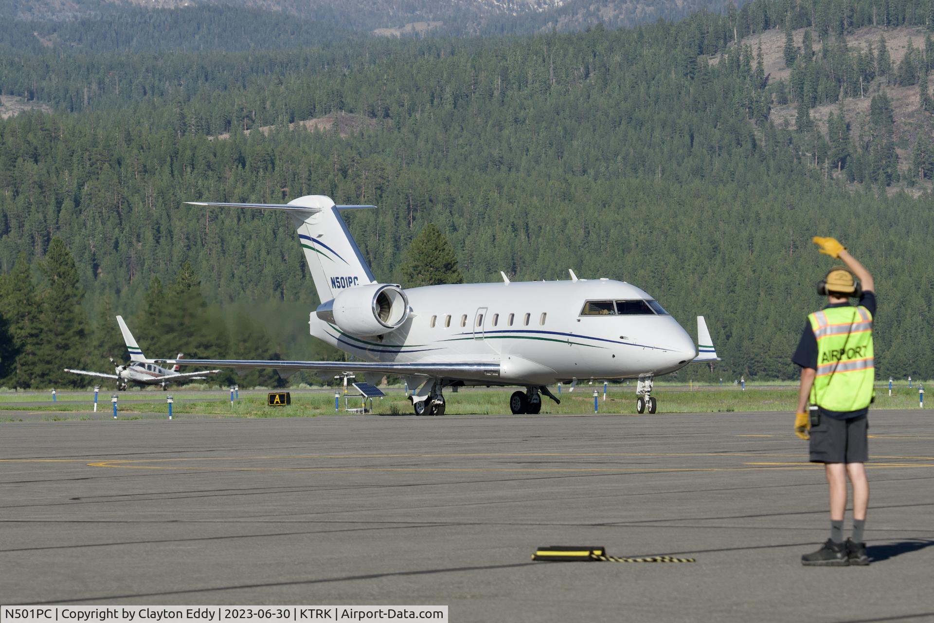 N501PC, 2002 Bombardier Challenger 604 (CL-600-2B16) C/N 5551, Truckee Tahoe airport in California 2023.