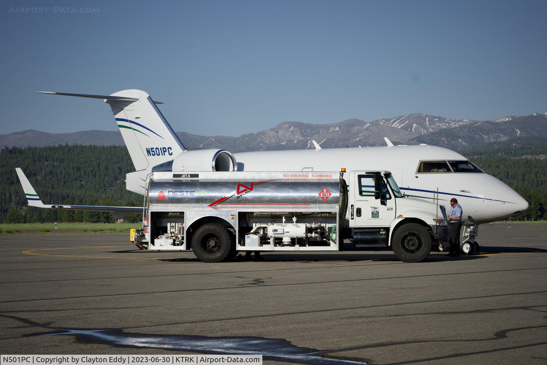 N501PC, 2002 Bombardier Challenger 604 (CL-600-2B16) C/N 5551, Truckee Tahoe airport in California 2023.