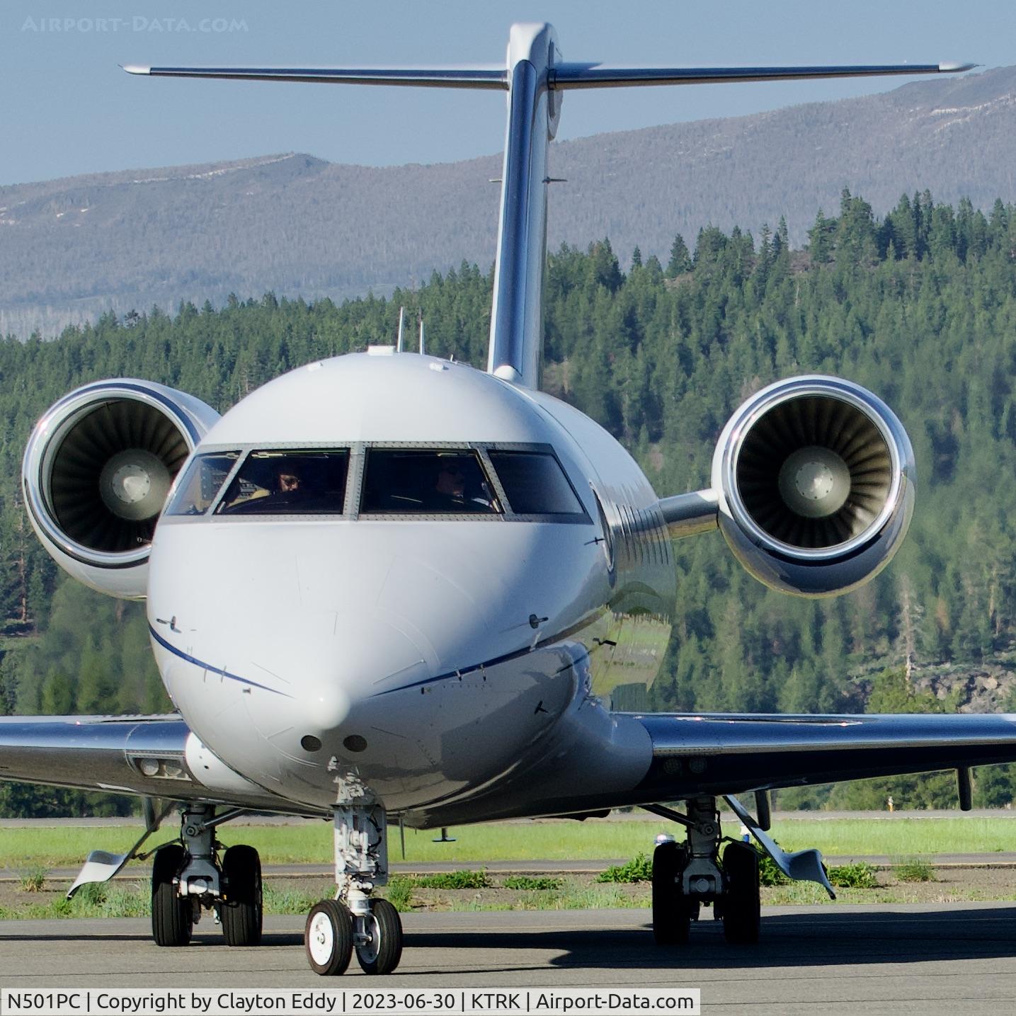 N501PC, 2002 Bombardier Challenger 604 (CL-600-2B16) C/N 5551, Truckee Tahoe airport in California 2023.