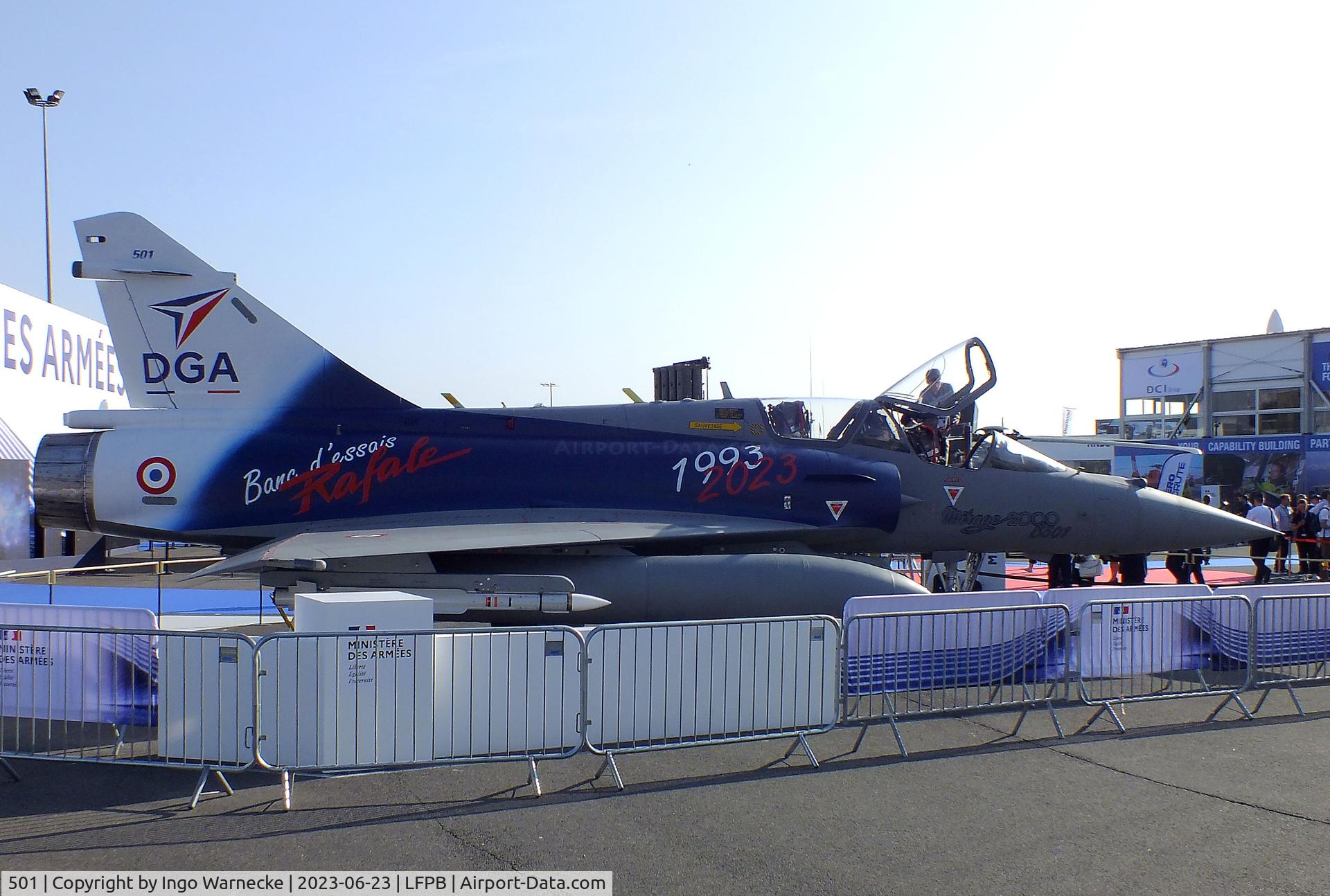 501, 1984 Dassault Mirage 2000B C/N 501, Dassault Mirage 2000B (Rafale testbed) of the DGA at the Aerosalon 2023, Paris