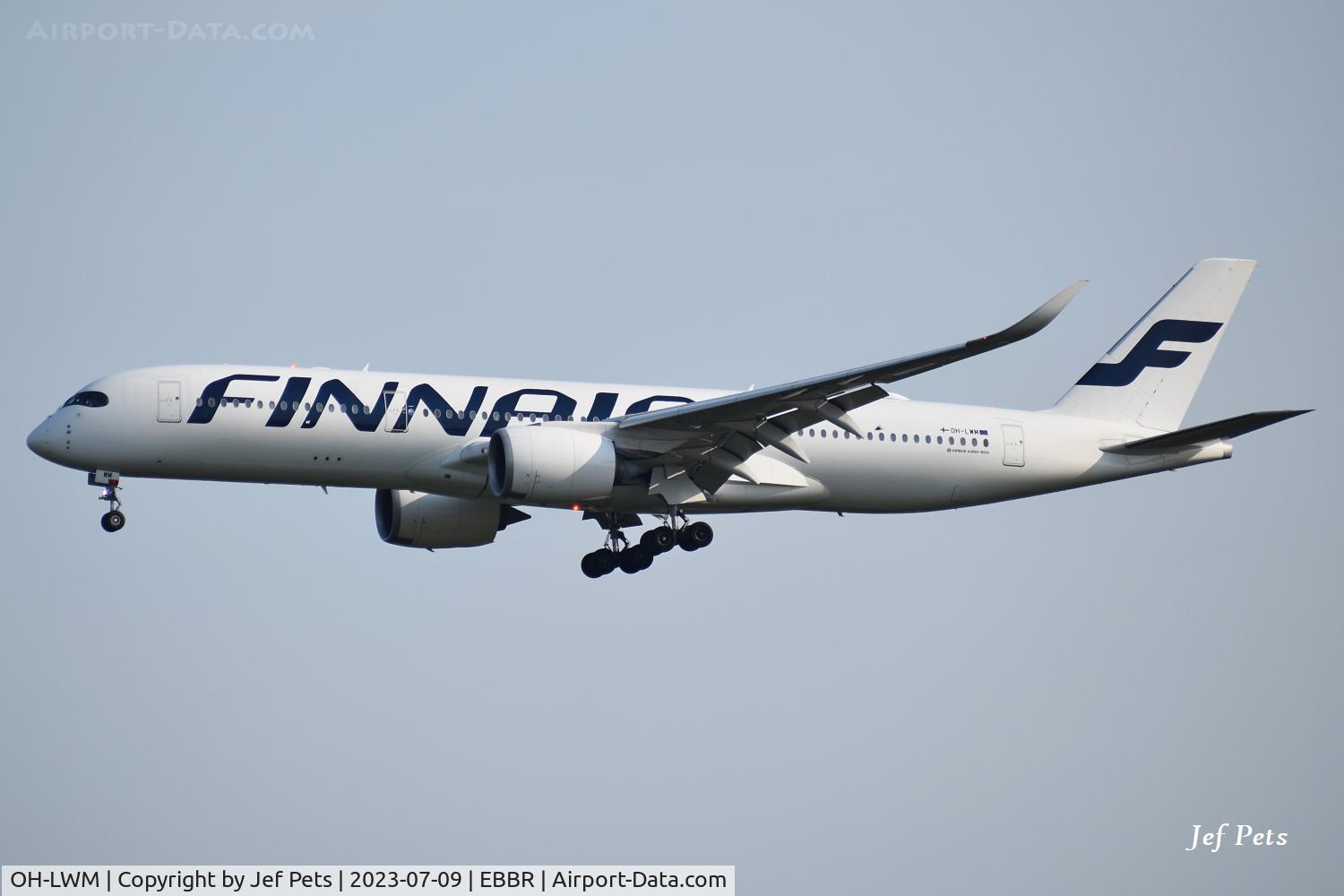 OH-LWM, 2018 Airbus A350-941 C/N 264, On final to Brussels Airport.