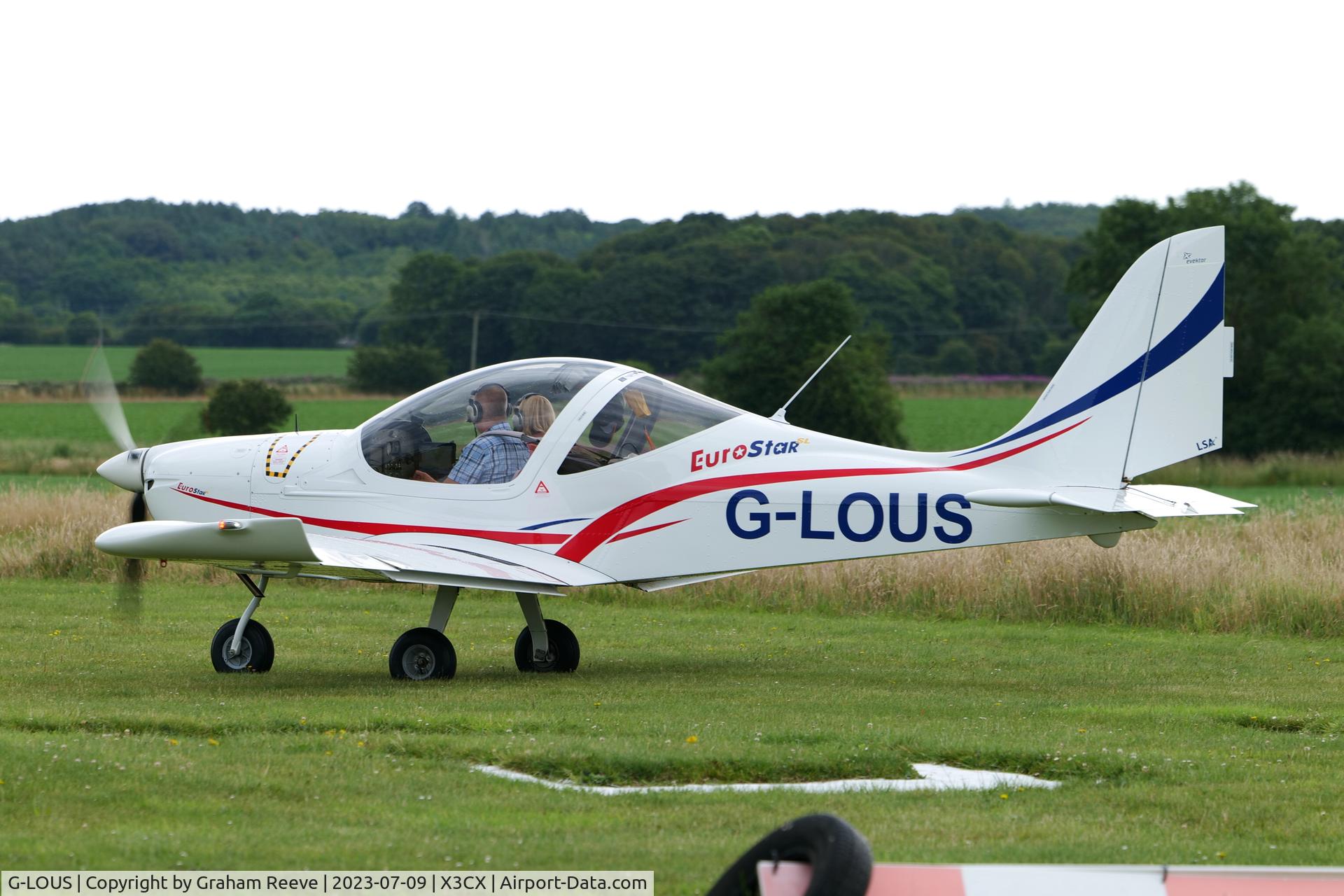 G-LOUS, 2016 Evektor EV-97 Eurostar SL C/N 2016-4234, Departing from Northrepps.