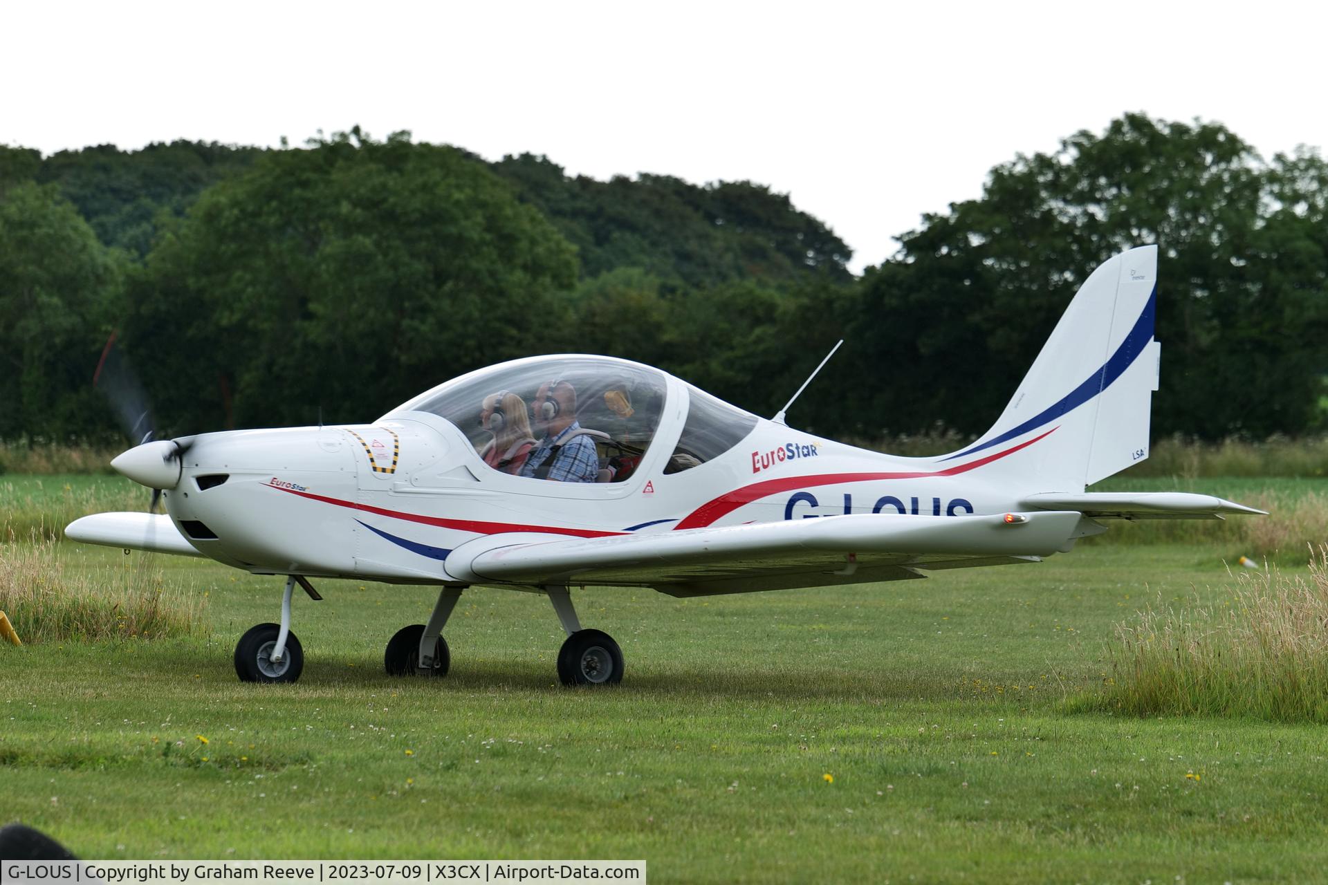 G-LOUS, 2016 Evektor EV-97 Eurostar SL C/N 2016-4234, Departing from Northrepps.