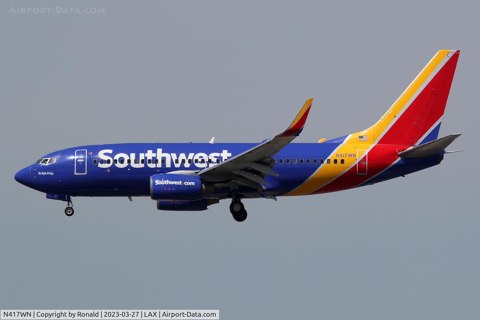 N417WN, 2001 Boeing 737-7H4 C/N 29822, at lax