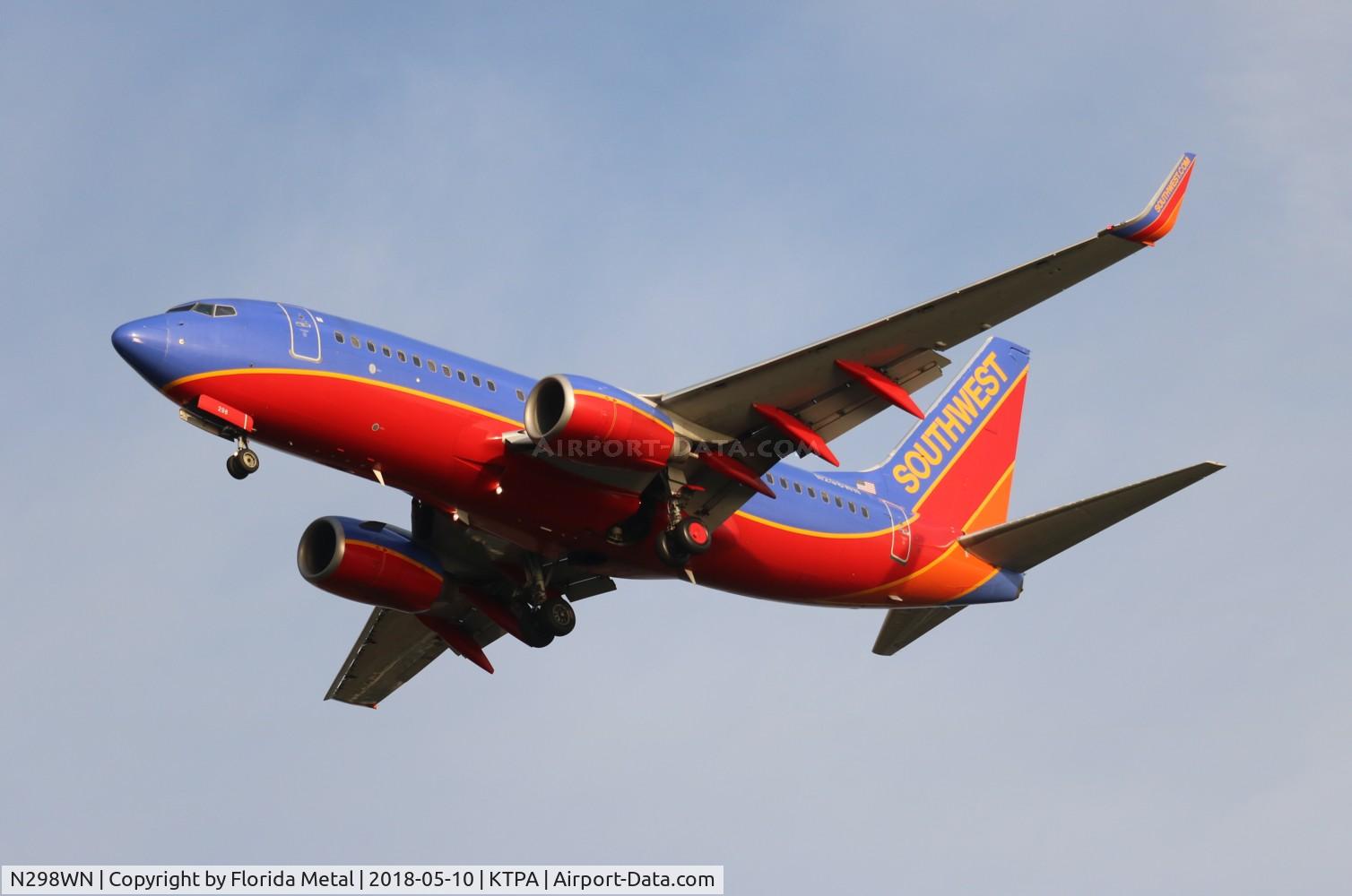 N298WN, 2007 Boeing 737-7H4 C/N 32543, SWA 737 canyon blue zx TPA 1L