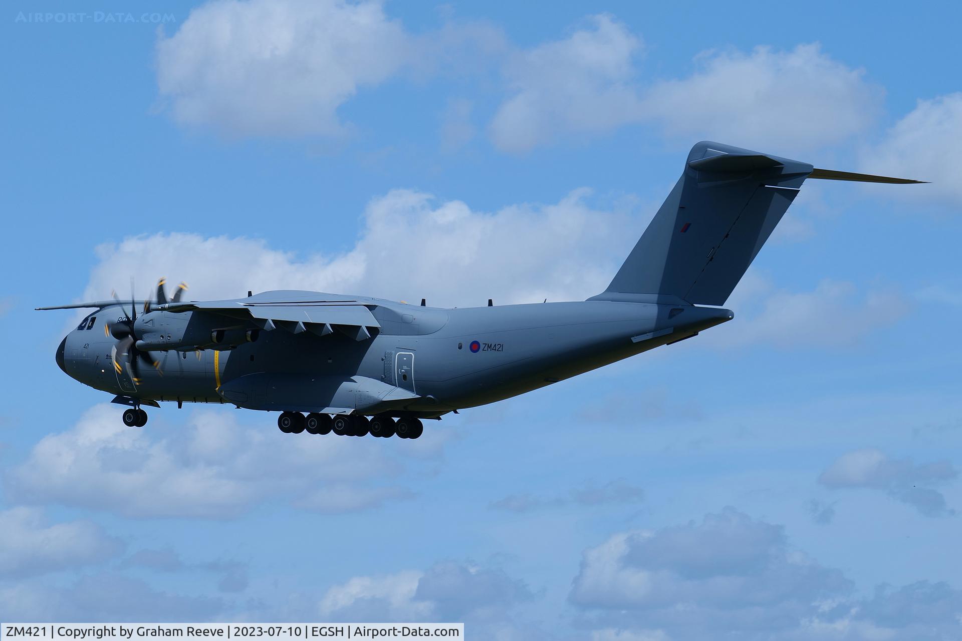 ZM421, 2022 Airbus A400M-180 Atlas C.1 C/N 056, Departing from Norwich.