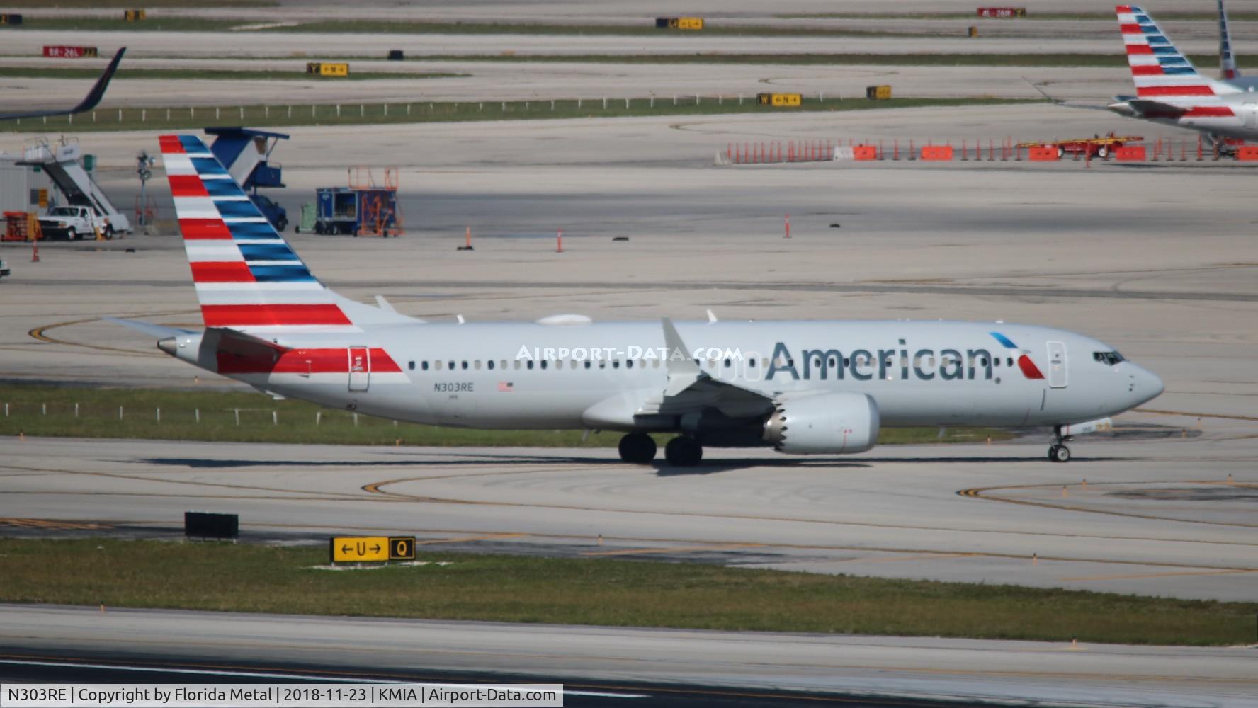 N303RE, 2018 Boeing 737-8 MAX C/N 44447, AAL 737-8 MAX zx MIA rwy 9