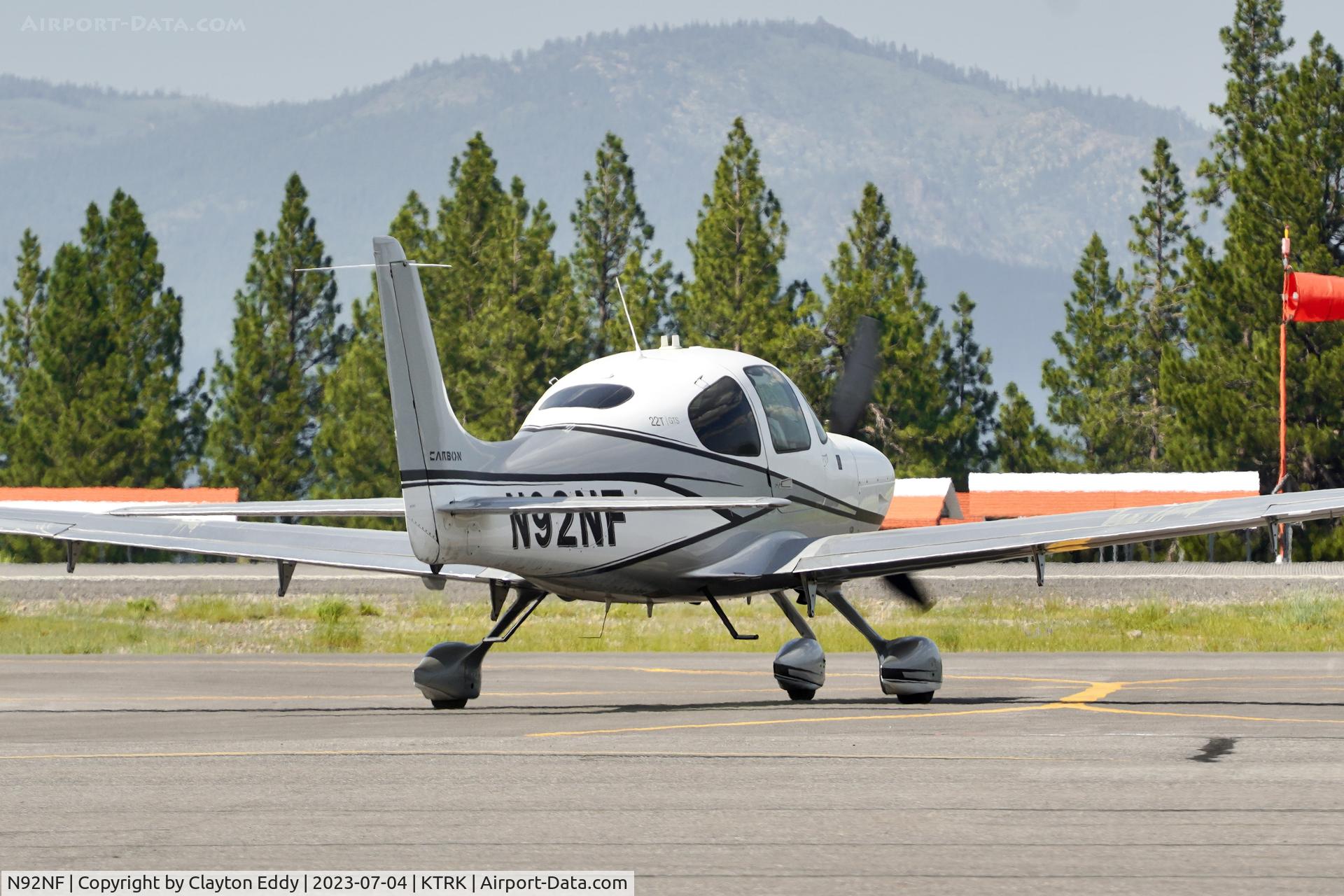 N92NF, 2016 Cirrus SR22T Carbon C/N 1425, Truckee Tahoe airport in California 2023.