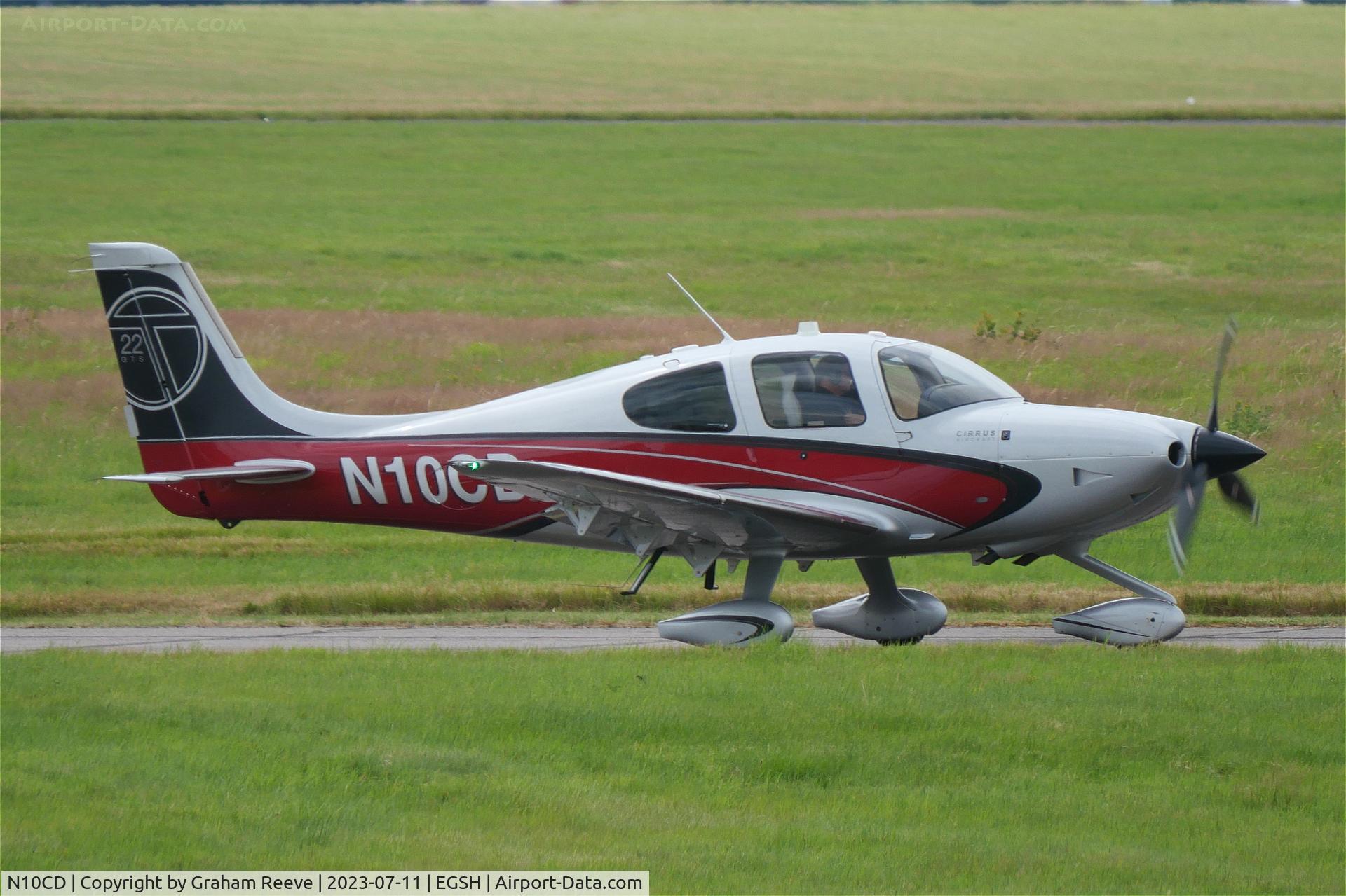 N10CD, 2012 Cirrus SR-22T C/N 0350, Departing from Norwich.